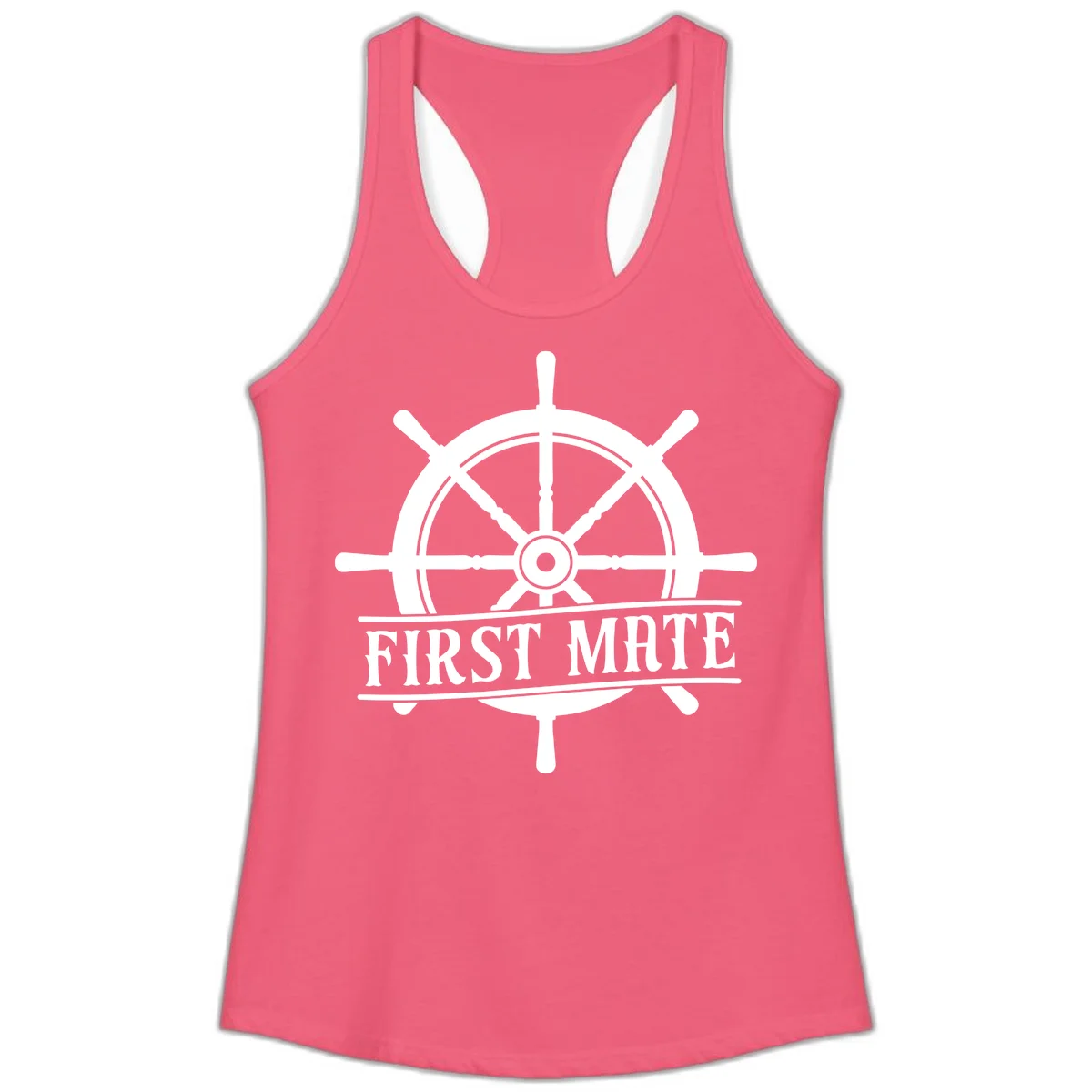 First Mate Ship's Wheel Ladies Tank in Hot Pink