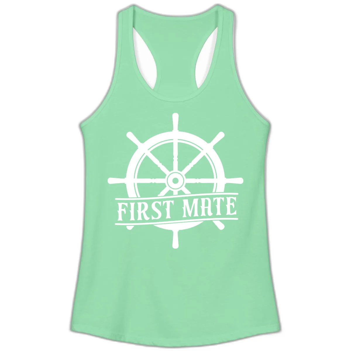 First Mate Ship's Wheel Ladies Tank in Solid Mint