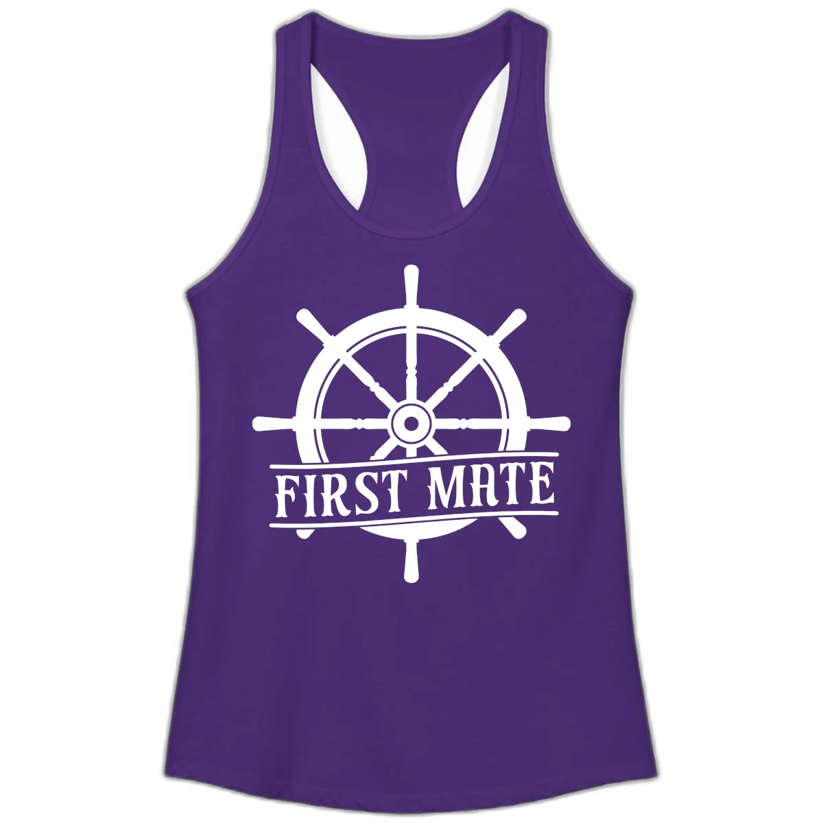 First Mate Ship's Wheel Ladies Tank in Solid Purple Rush