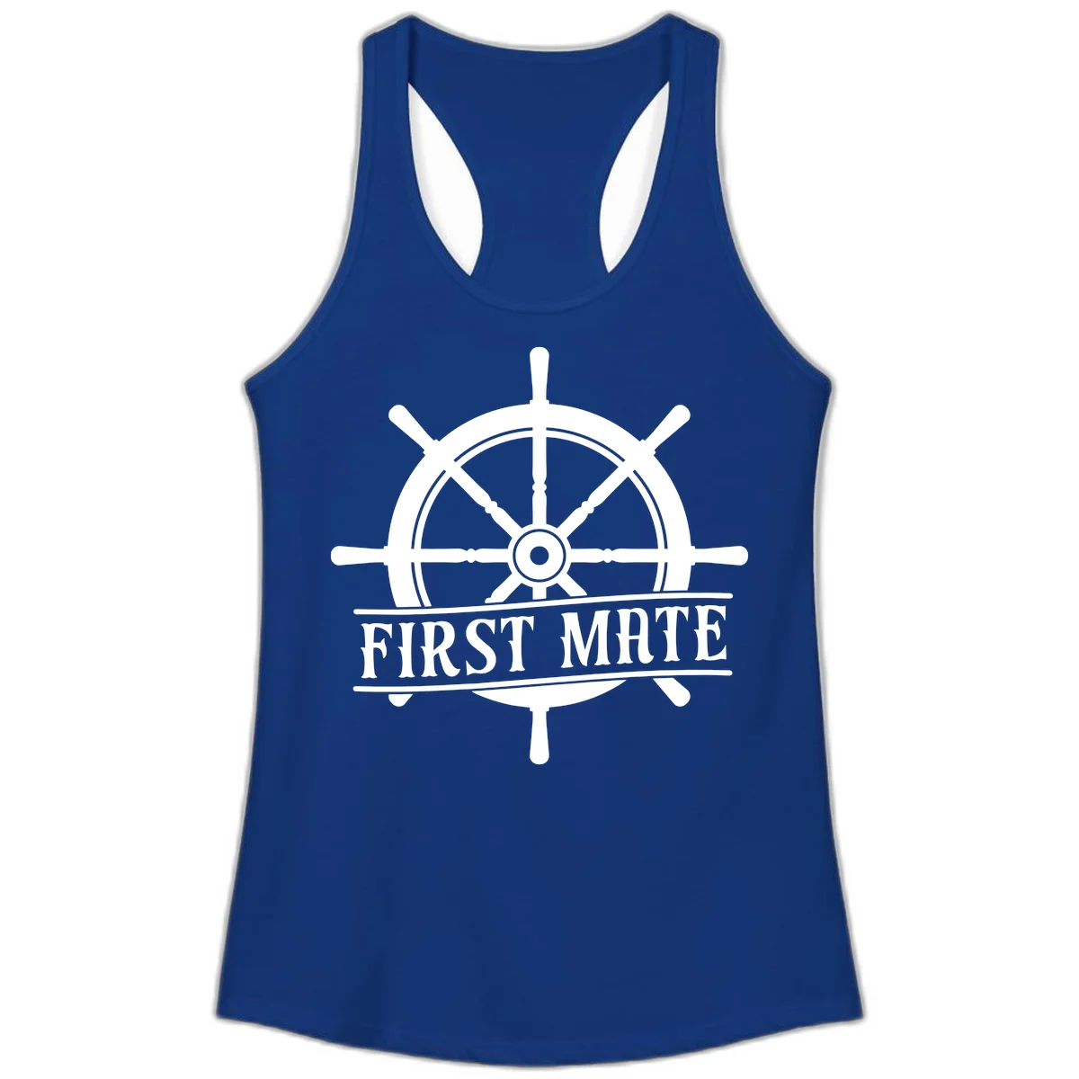 First Mate Ship's Wheel Ladies Tank in Solid Royal