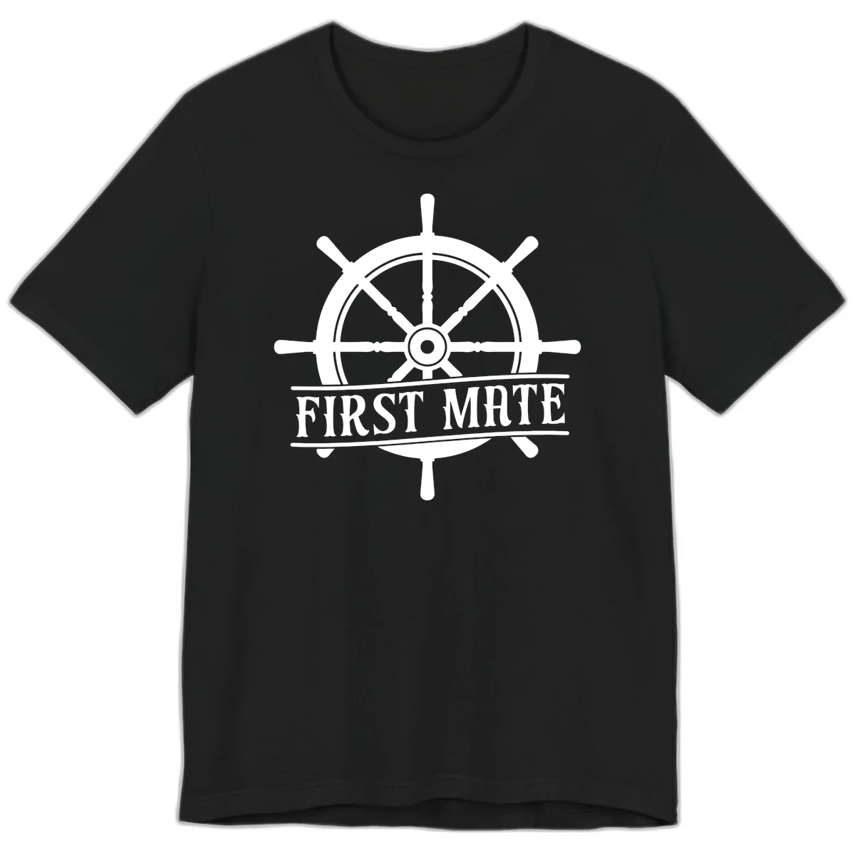 First Mate Ship's Wheel Premium T-Shirt in Black