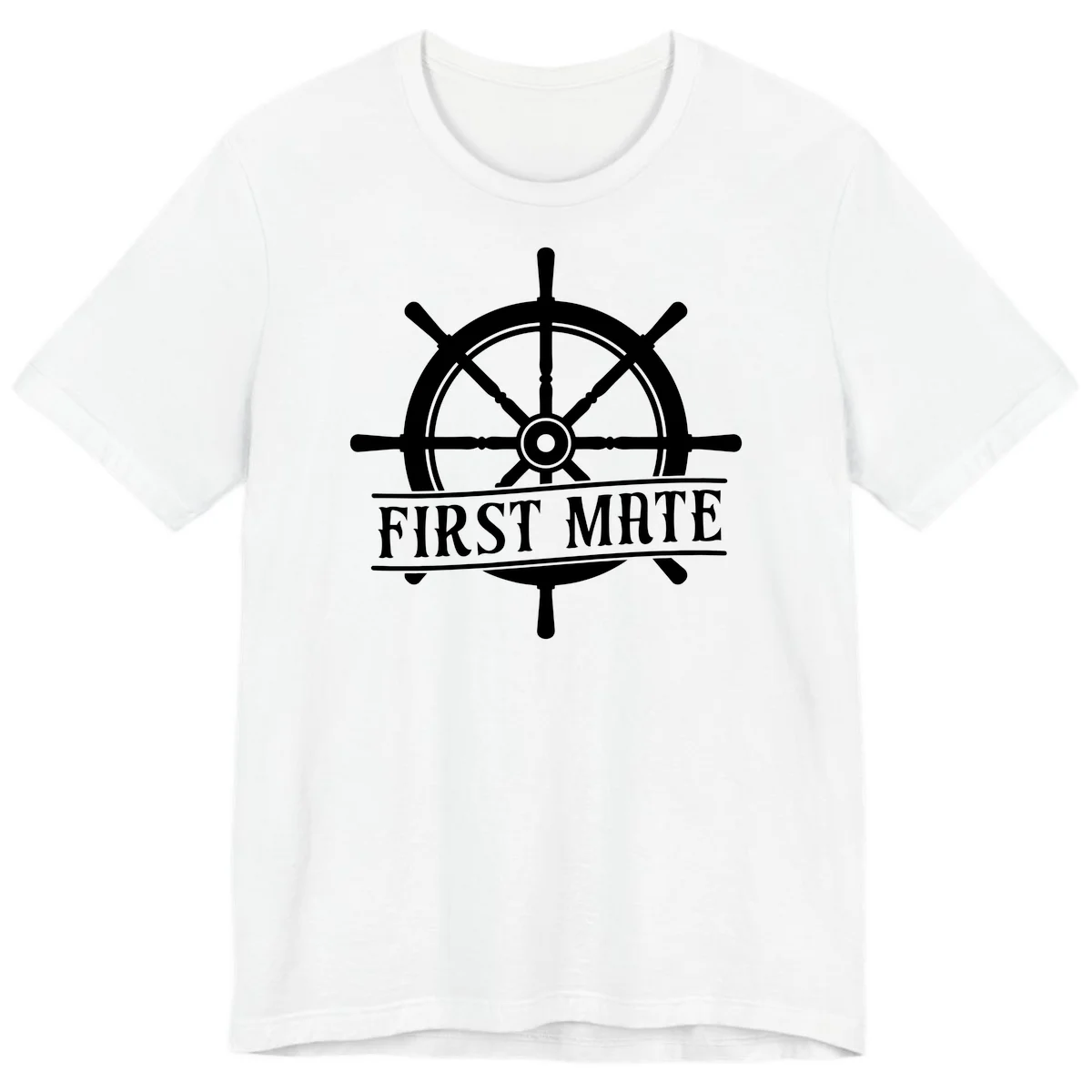 First Mate Ship's Wheel Premium T-Shirt in White