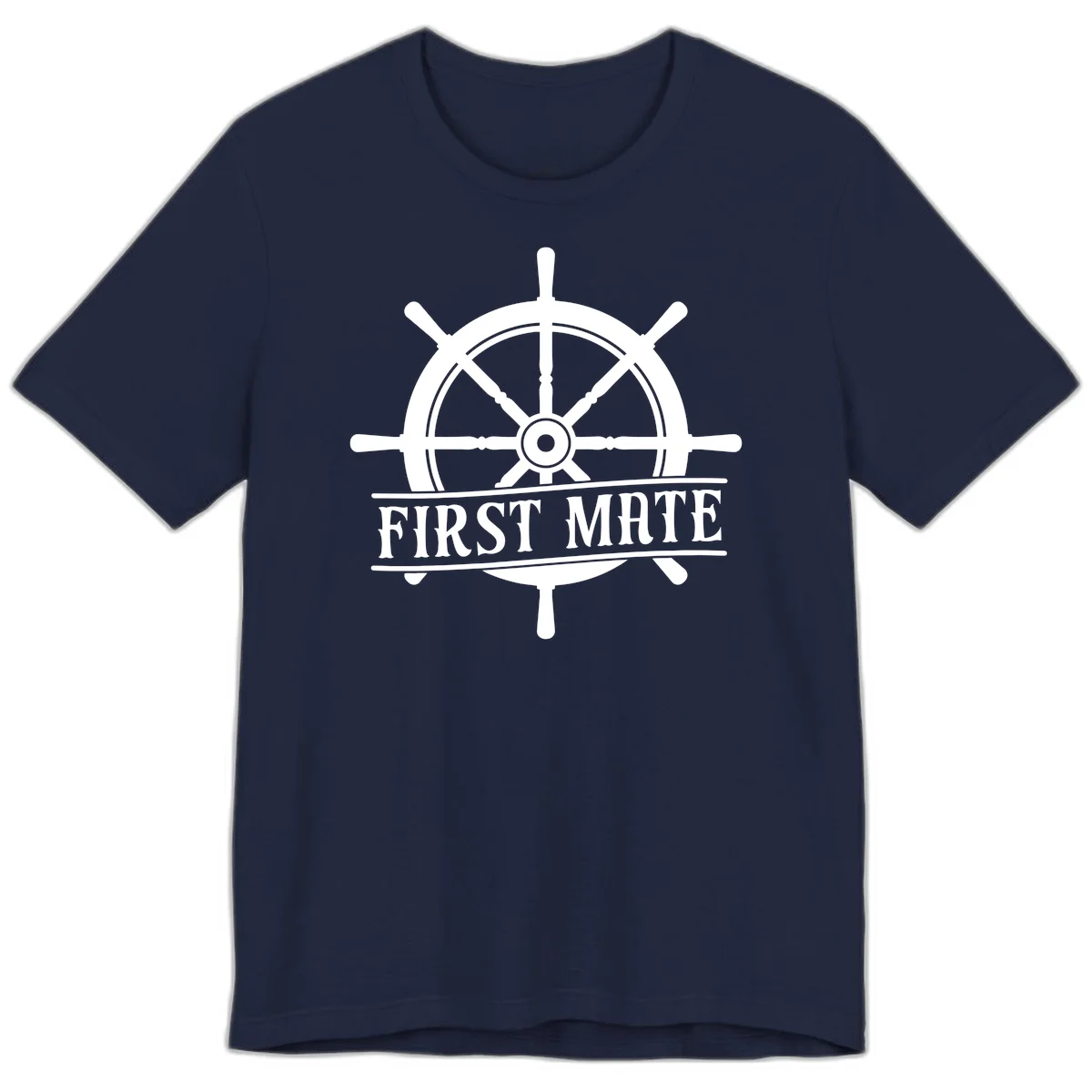 First Mate Ship's Wheel Premium T-Shirt in Navy