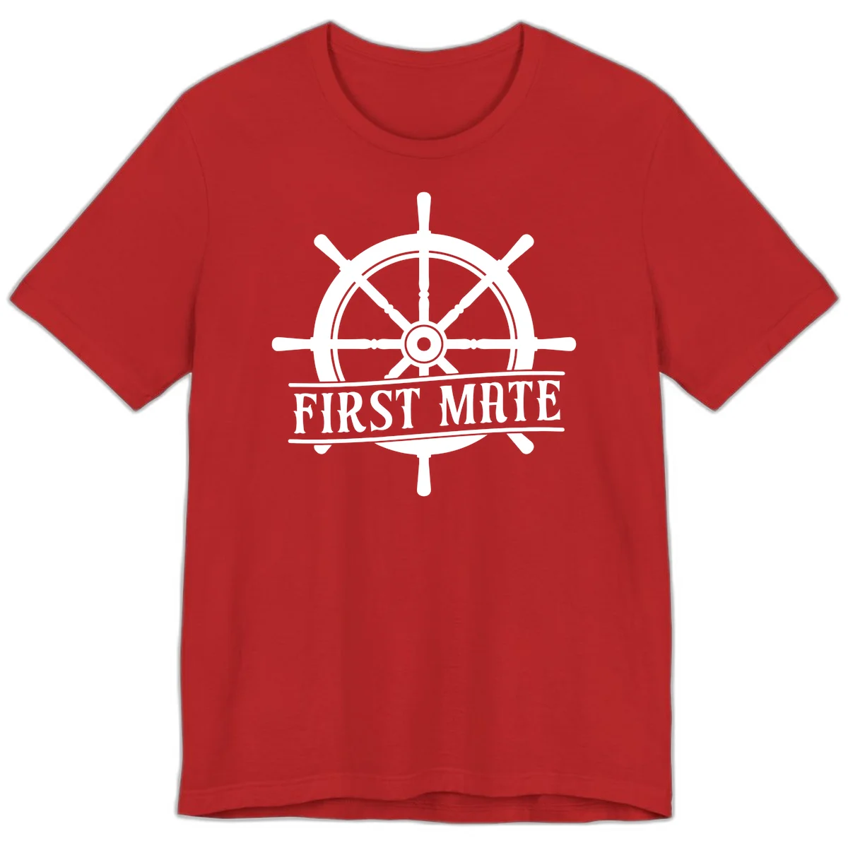 First Mate Ship's Wheel Premium T-Shirt in Red