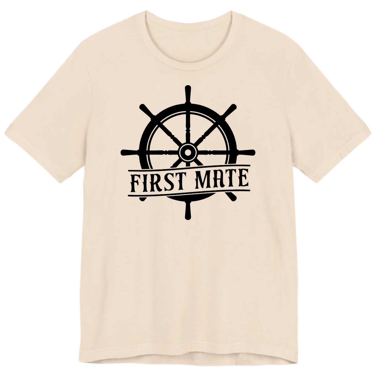 First Mate Ship's Wheel Premium T-Shirt in Soft Cream