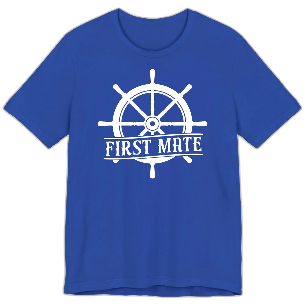 First Mate Ship's Wheel Premium T-Shirt in True Royal