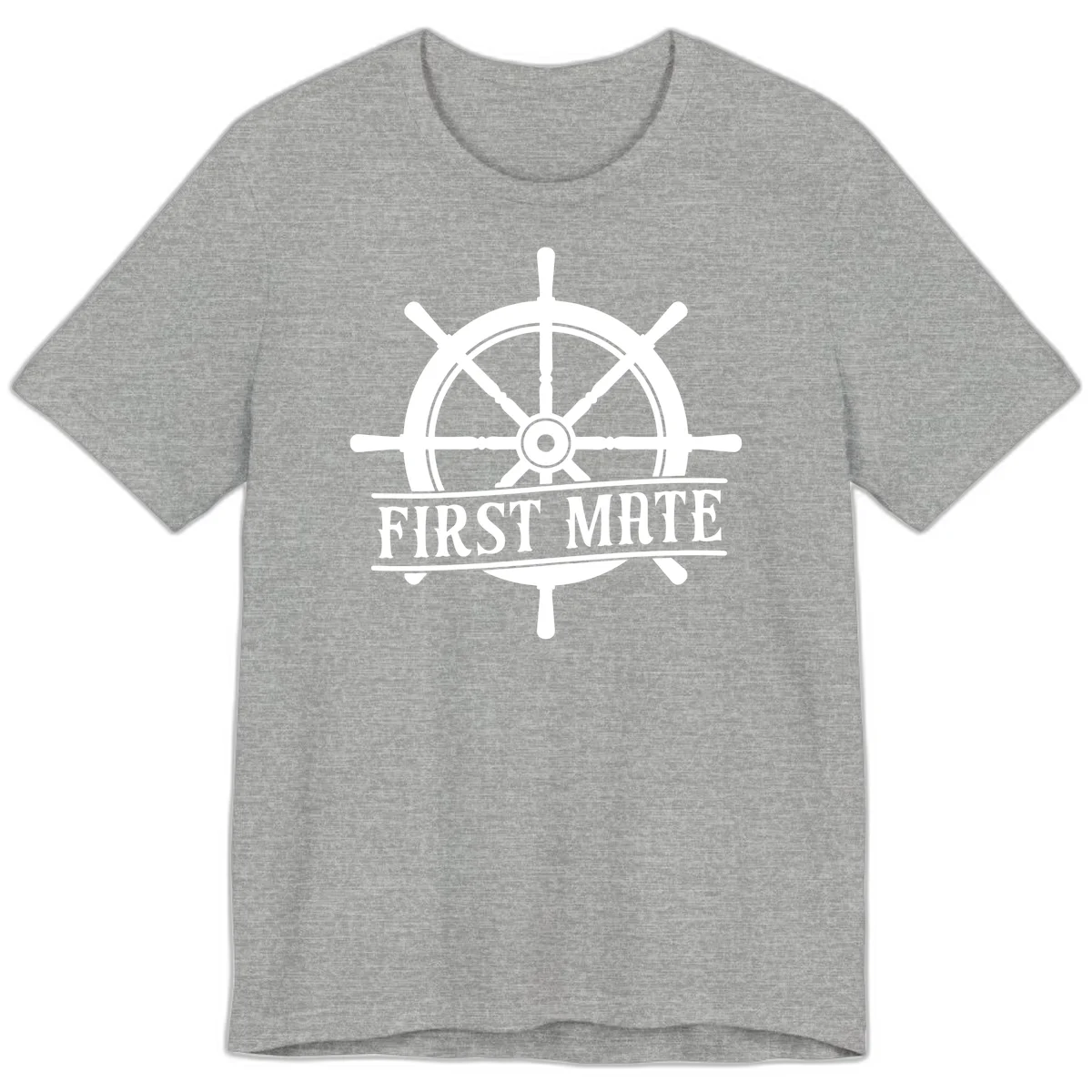 First Mate Ship's Wheel Premium T-Shirt in Athletic Heather