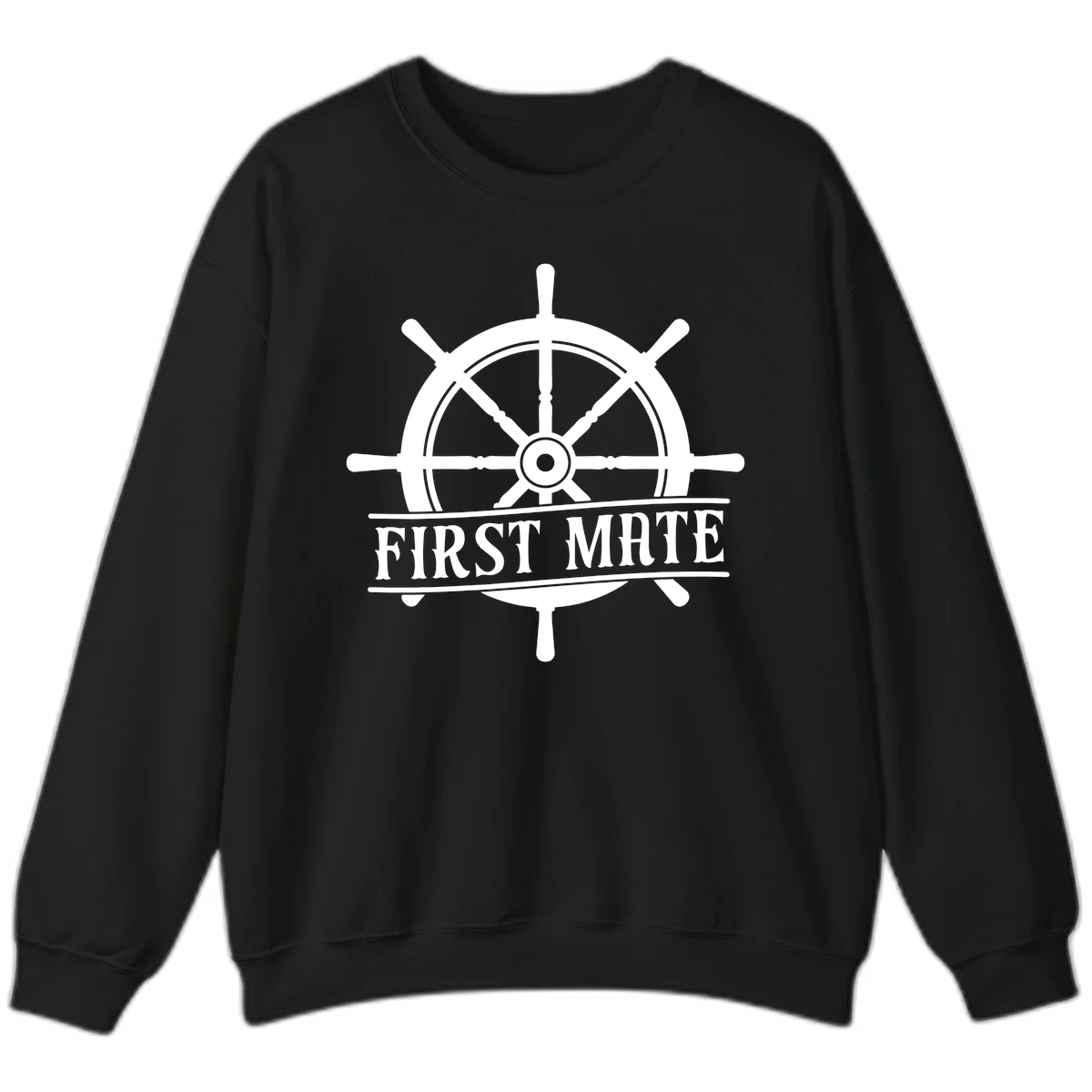 First Mate Ship's Wheel Sweatshirt in Black