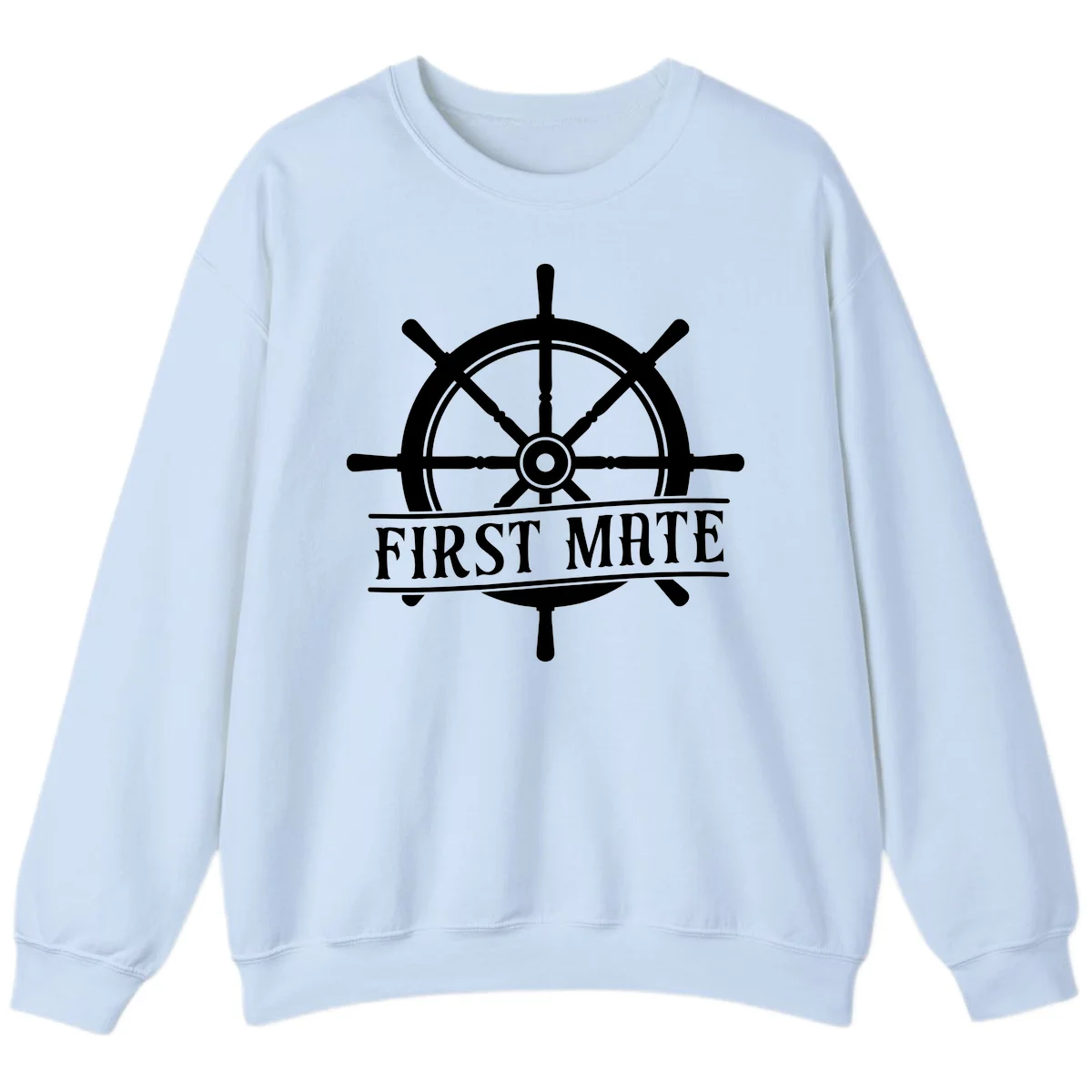 First Mate Ship's Wheel Sweatshirt in Light Blue