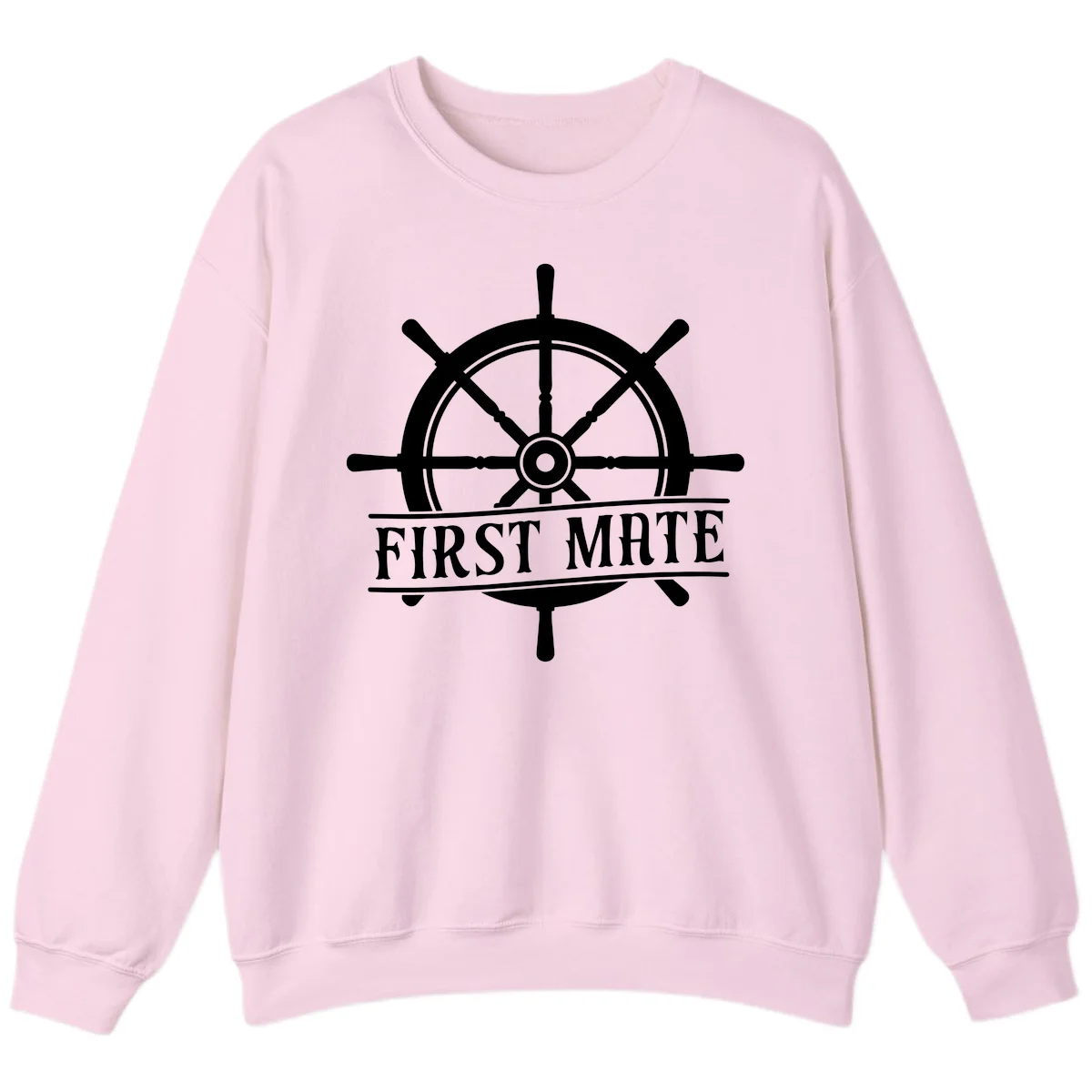 First Mate Ship's Wheel Sweatshirt in Light Pink