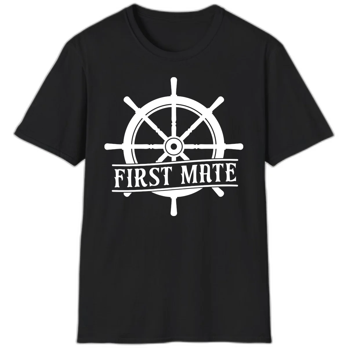 First Mate Ship's Wheel T-Shirt in Black