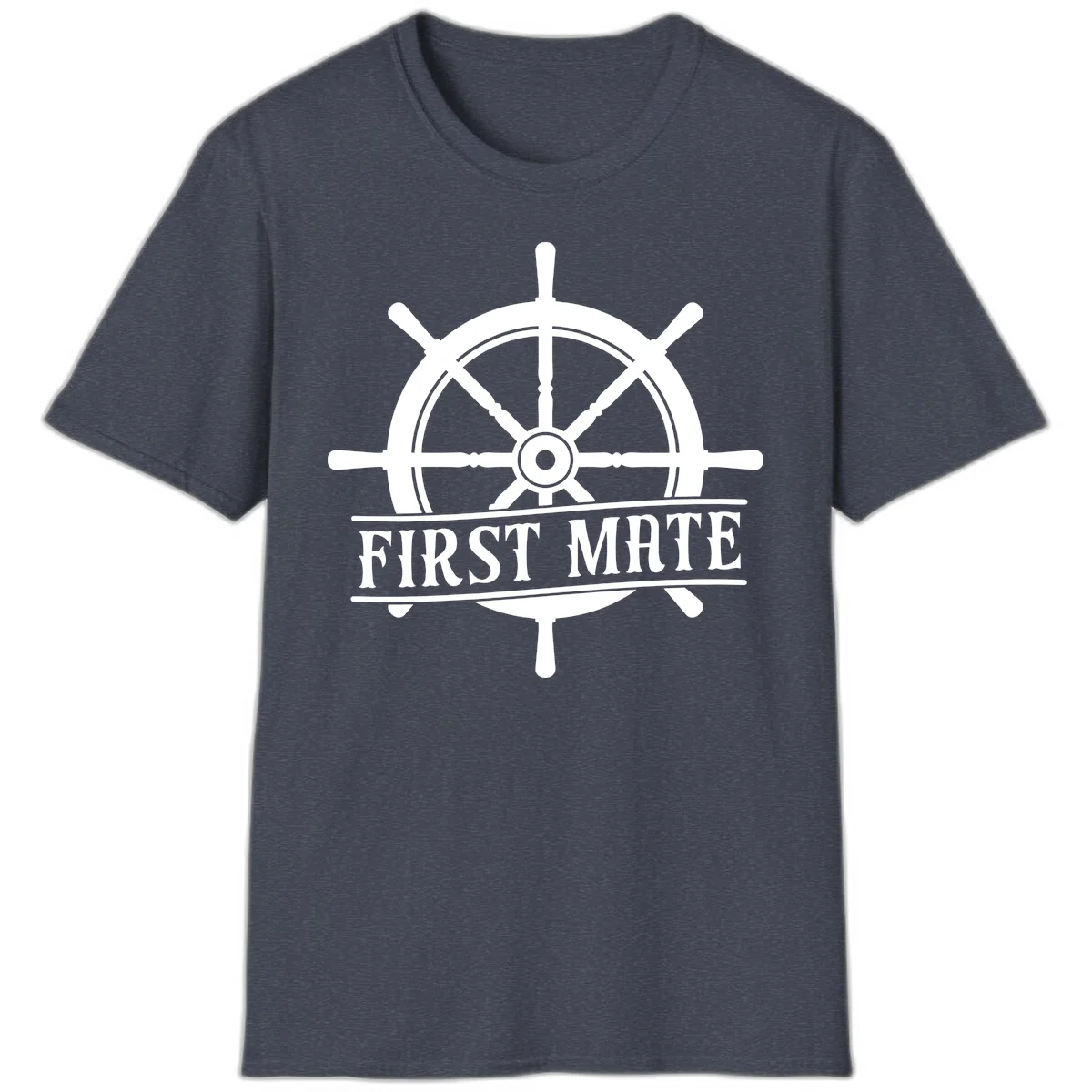 First Mate Ship's Wheel T-Shirt in Heather Navy