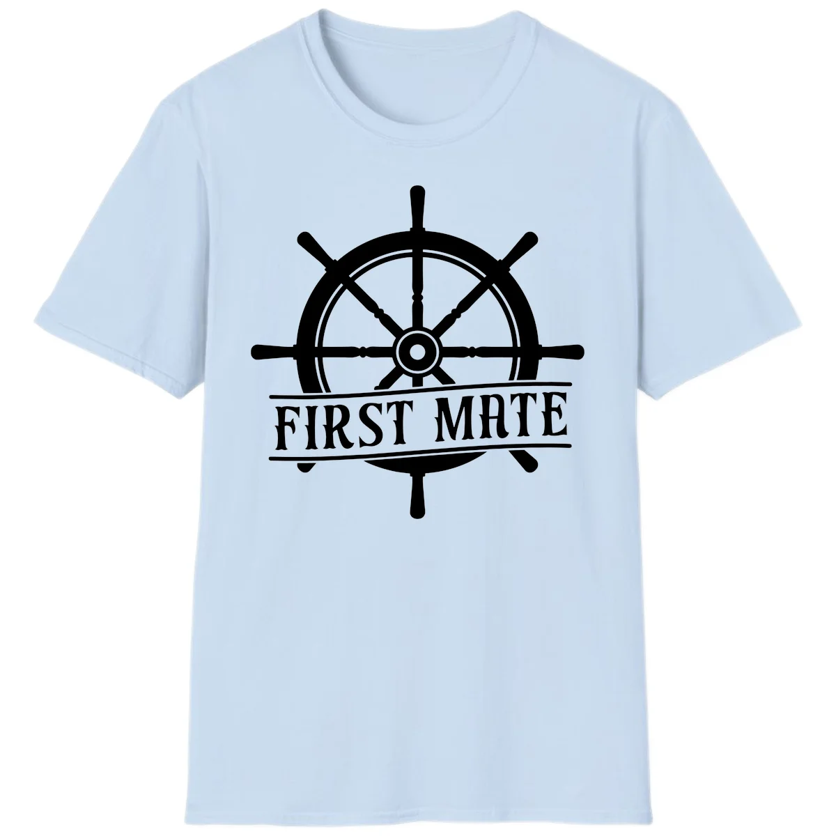 First Mate Ship's Wheel T-Shirt in Light Blue