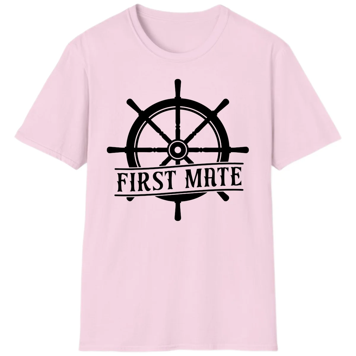 First Mate Ship's Wheel T-Shirt in Light Pink