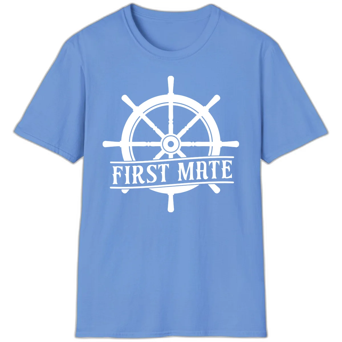 First Mate Ship's Wheel T-Shirt in Carolina Blue