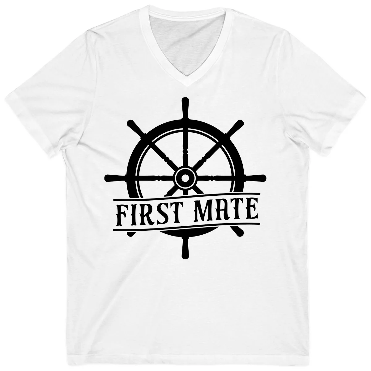 First Mate Ship's Wheel V-Neck in White