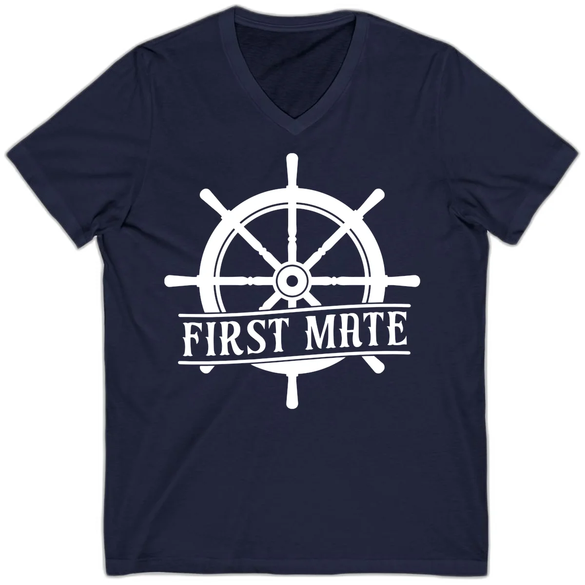 First Mate Ship's Wheel V-Neck in Navy