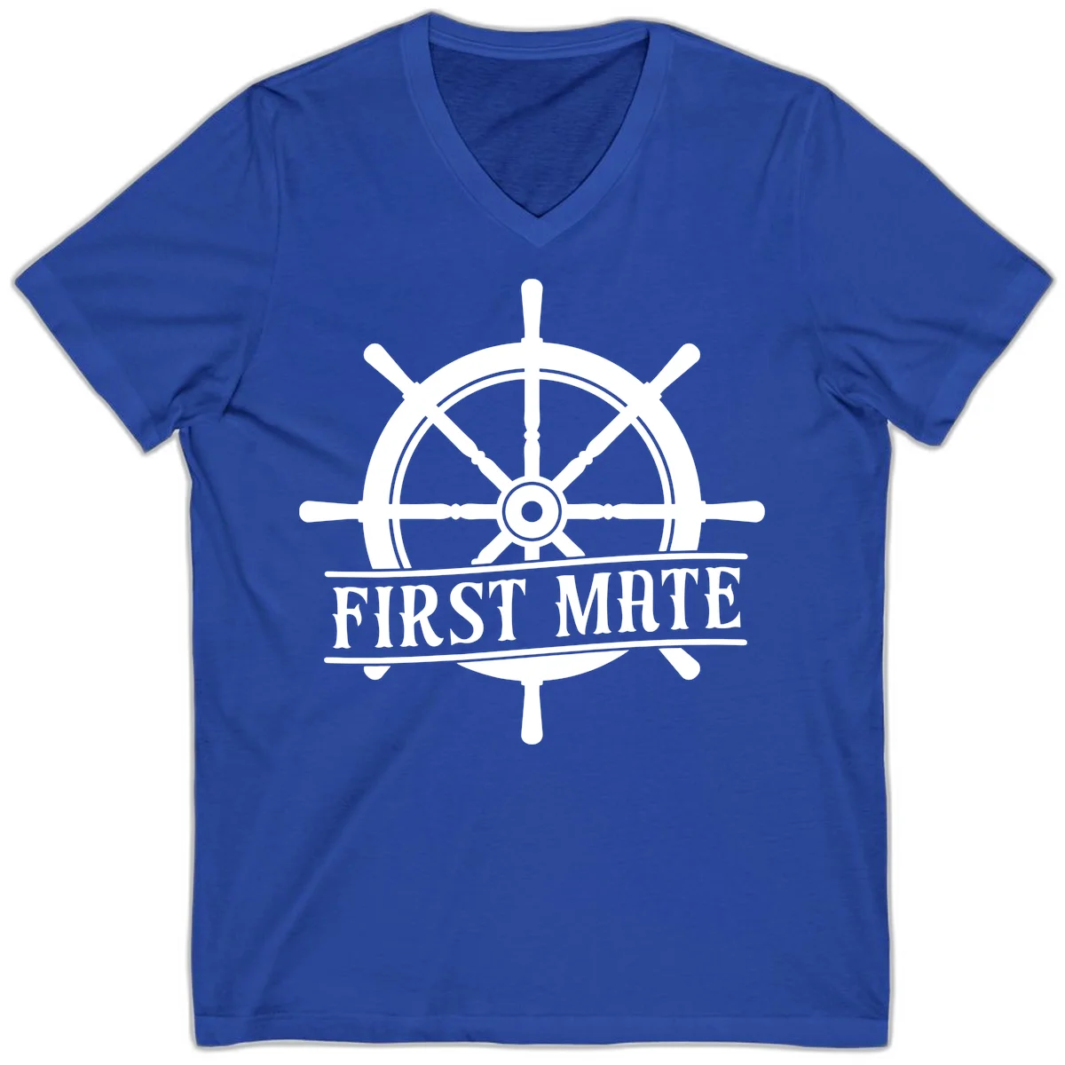 First Mate Ship's Wheel V-Neck in True Royal