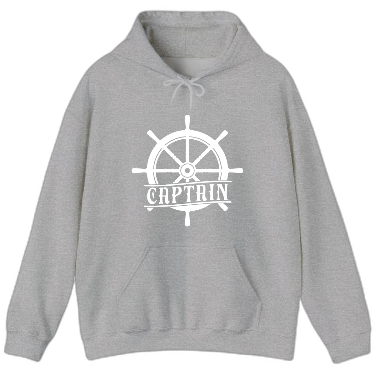Captain Ship Wheel Nautical Design Hoodie in Sport Grey