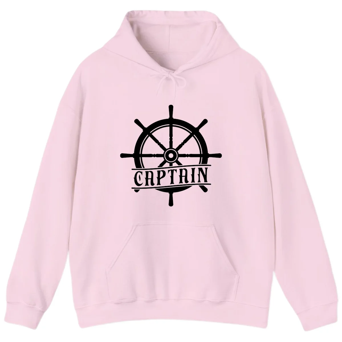 Captain Ship Wheel Nautical Design Hoodie in Light Pink