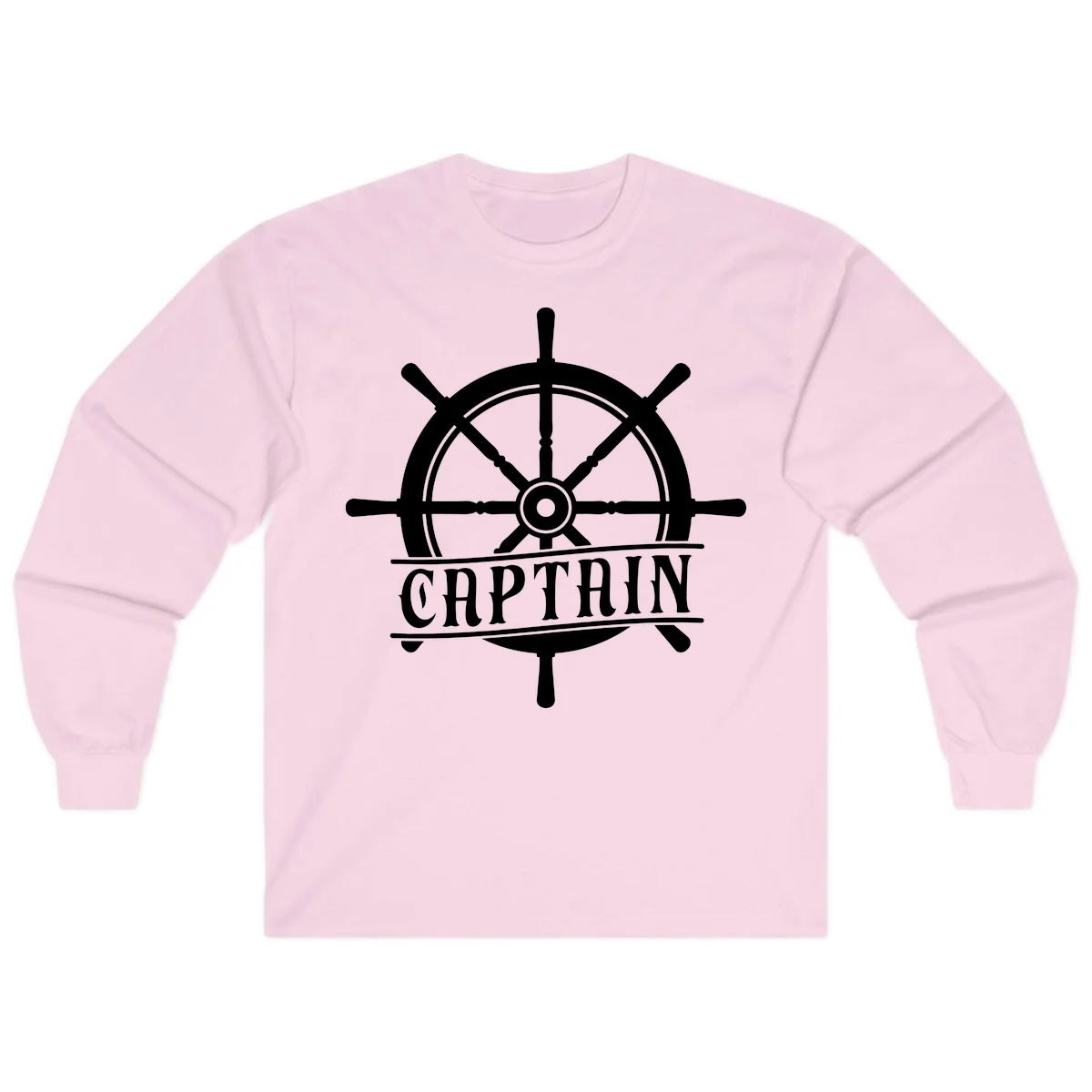 Captain Ship Wheel Nautical Design Long Sleeve in Light Pink