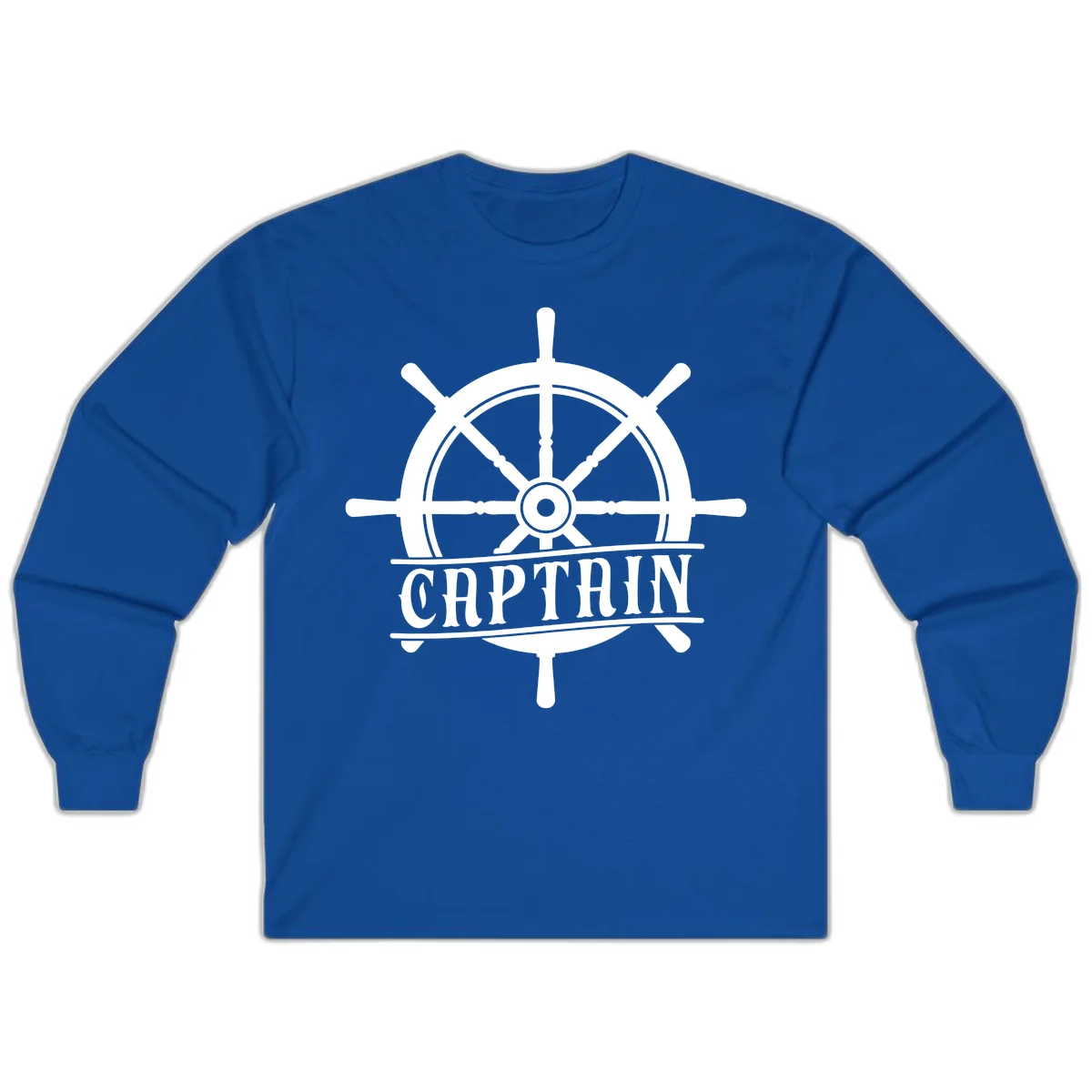Captain Ship Wheel Nautical Design Long Sleeve in Royal