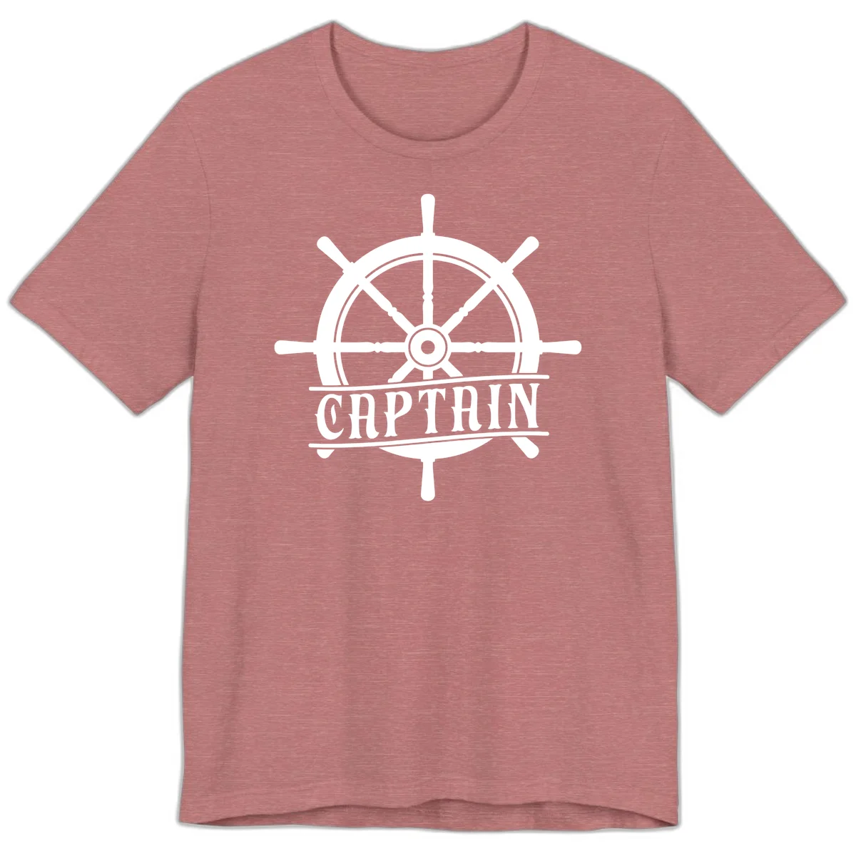 Captain Ship Wheel Nautical Design Premium T-Shirt in Heather Mauve