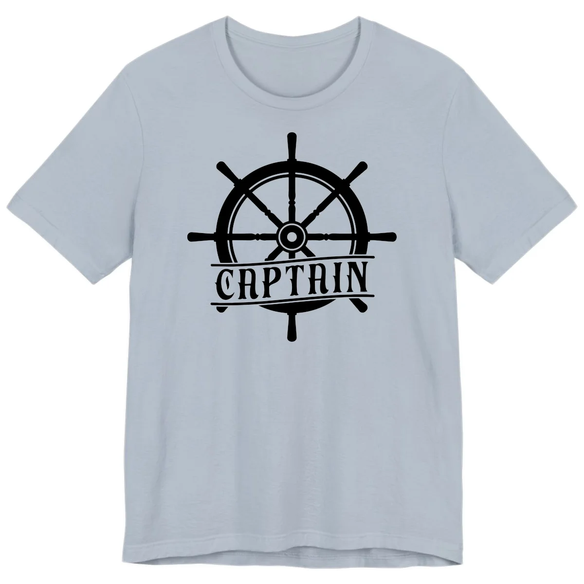 Captain Ship Wheel Nautical Design Premium T-Shirt in Light Blue