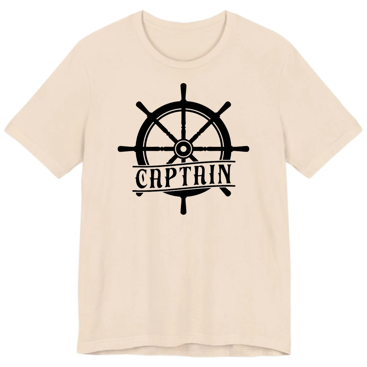 Captain Ship Wheel Nautical Design Premium T-Shirt in Soft Cream