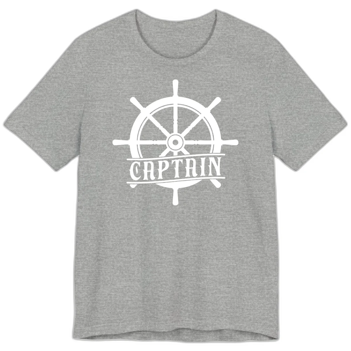 Captain Ship Wheel Nautical Design Premium T-Shirt in Athletic Heather