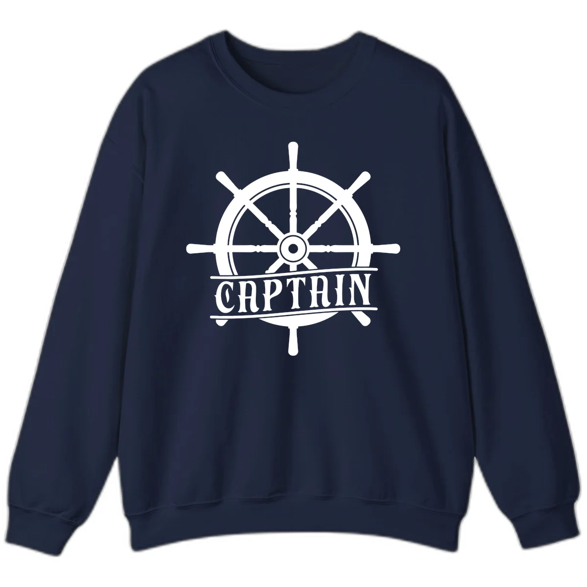 Captain Ship Wheel Nautical Design Sweatshirt in Navy