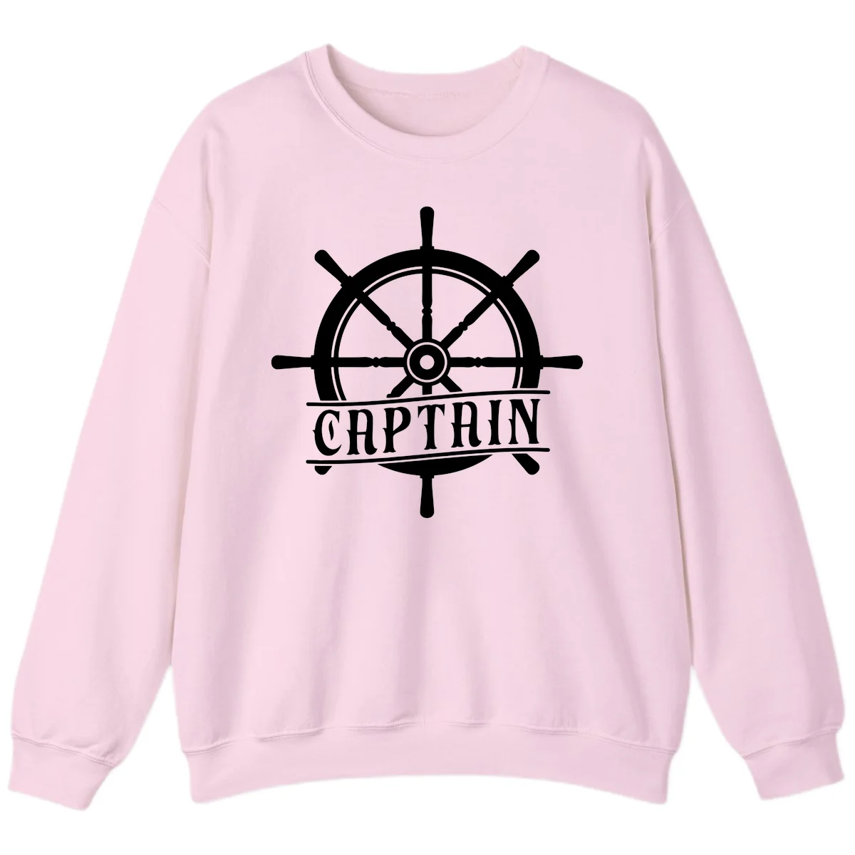 Captain Ship Wheel Nautical Design Sweatshirt in Light Pink