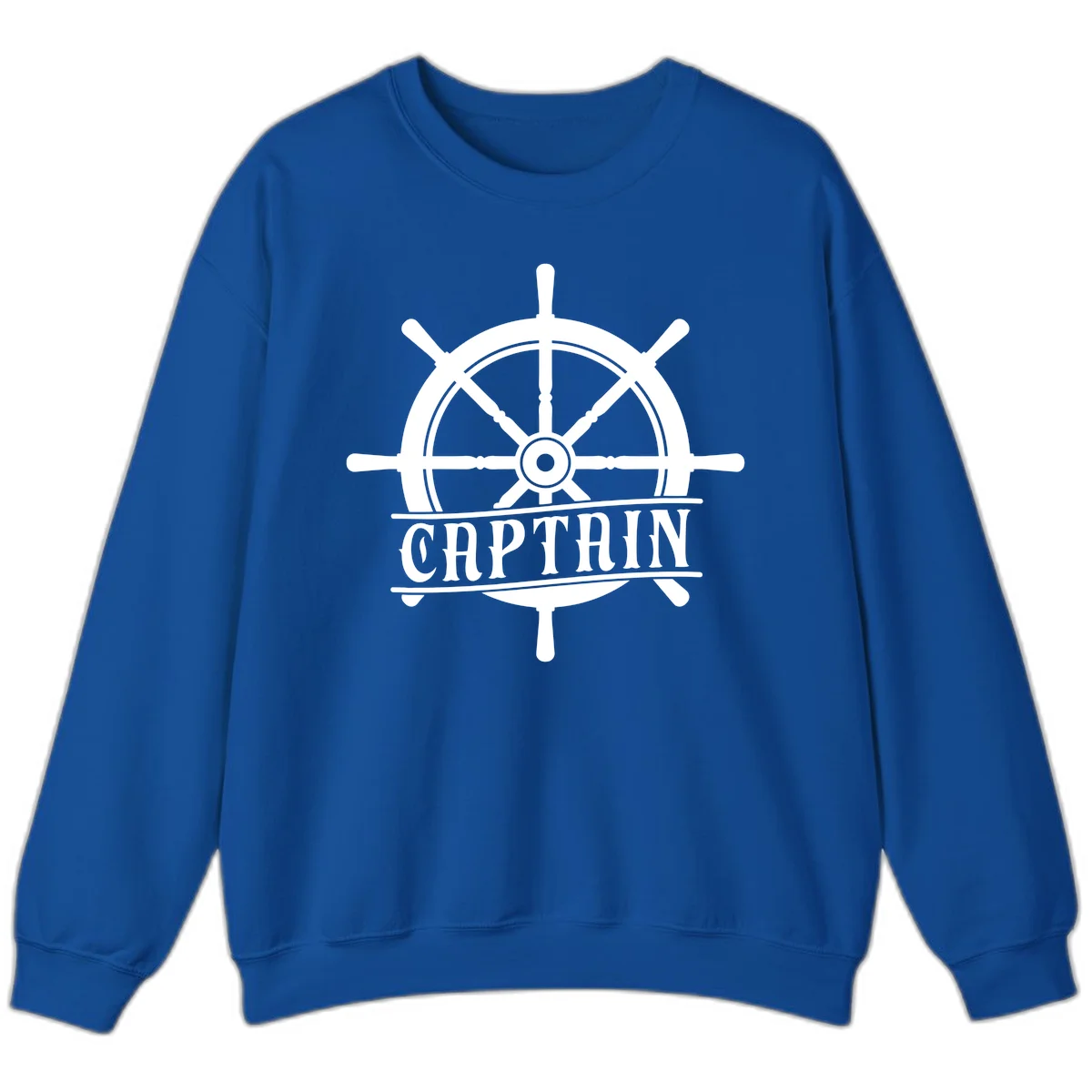 Captain Ship Wheel Nautical Design Sweatshirt in Royal
