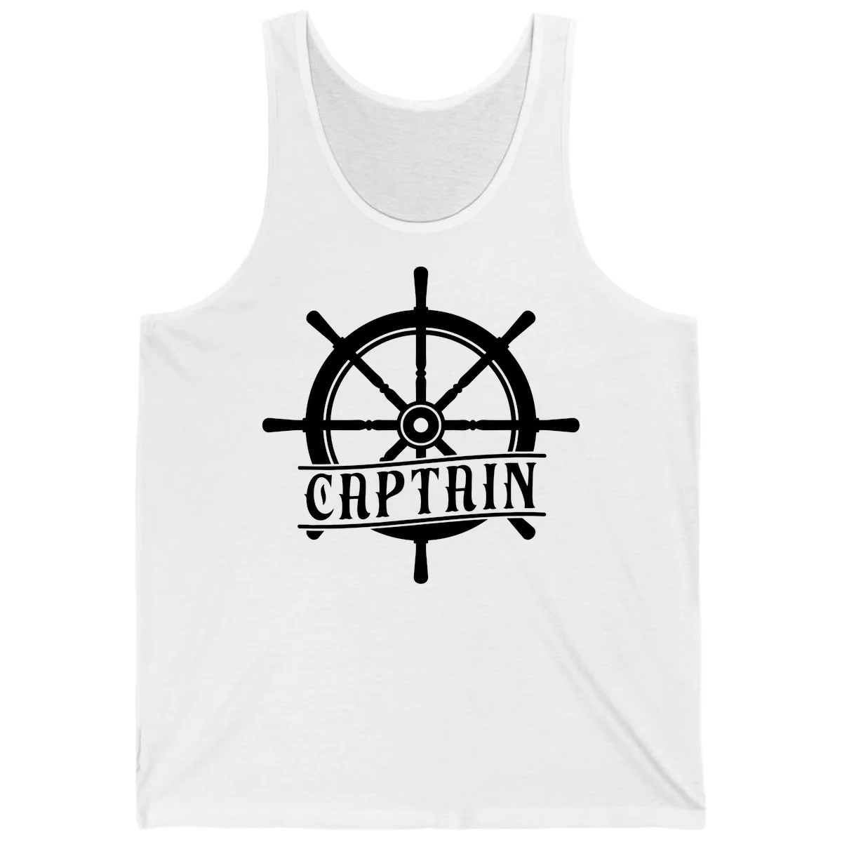 Captain Ship Wheel Nautical Design Tank in White