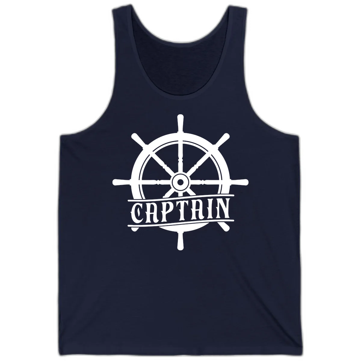Captain Ship Wheel Nautical Design Tank in Navy