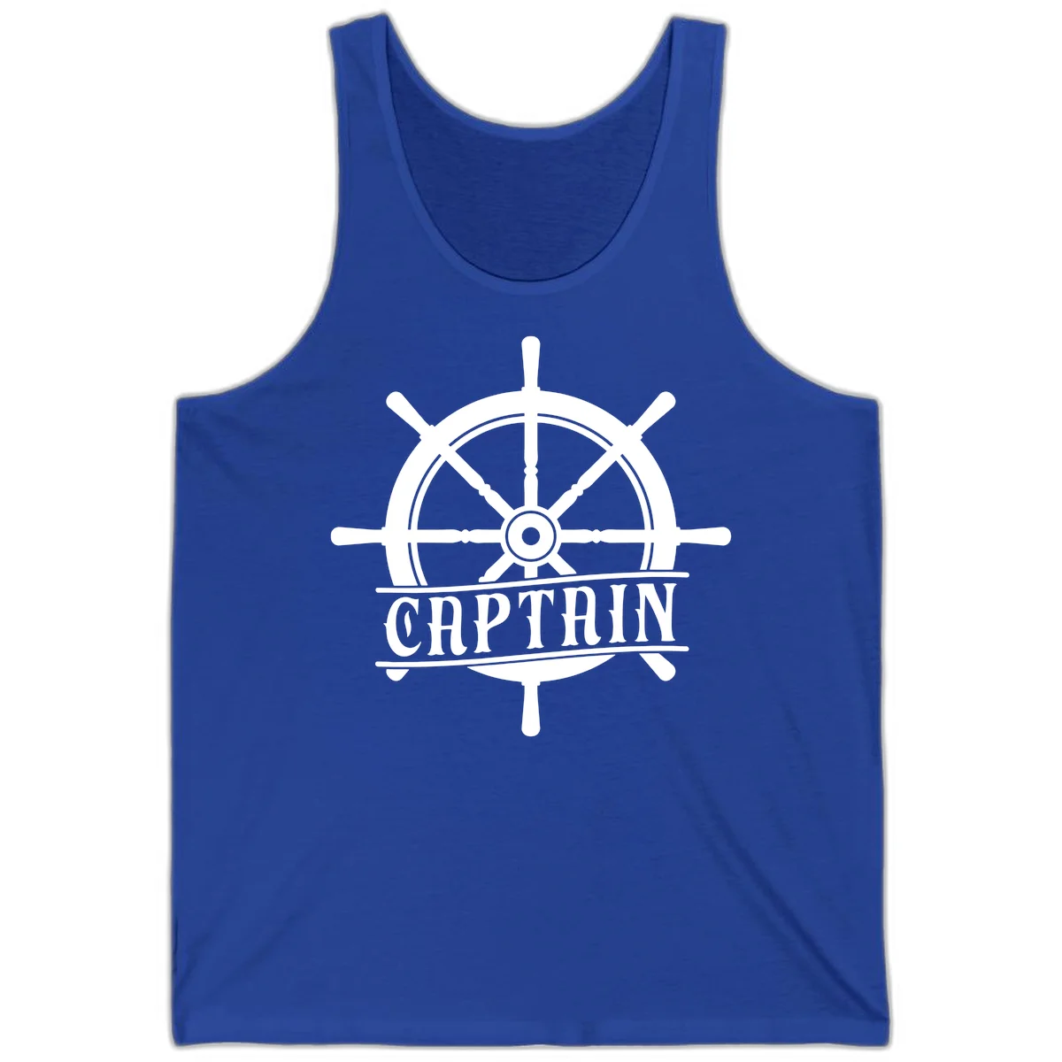 Captain Ship Wheel Nautical Design Tank in True Royal