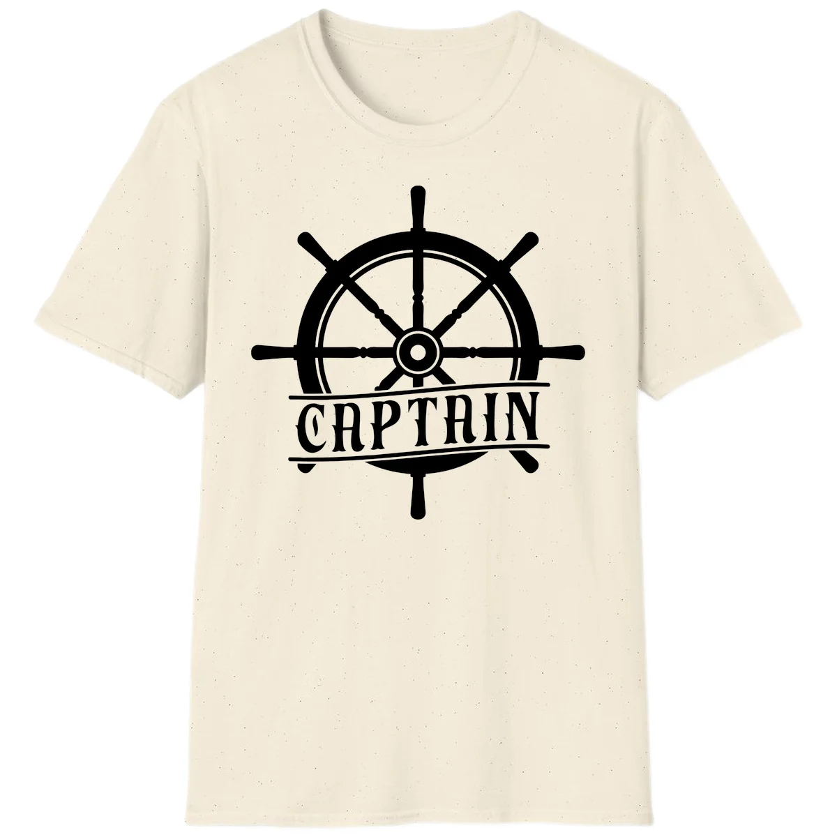 Captain Ship Wheel Nautical Design T-Shirt in Natural