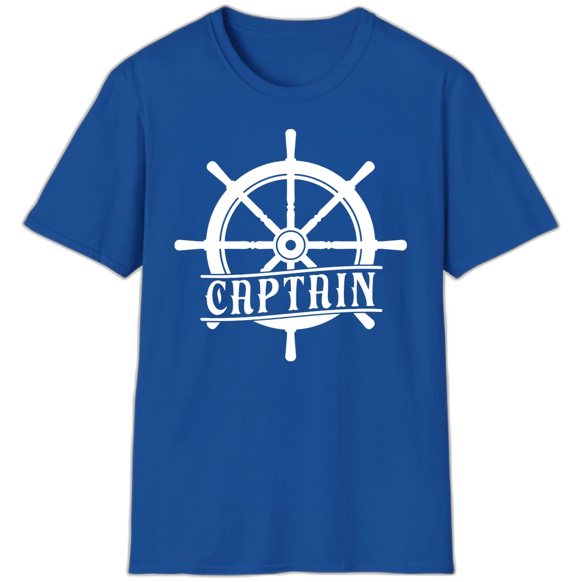 Captain Ship Wheel Nautical Design T-Shirt in Royal