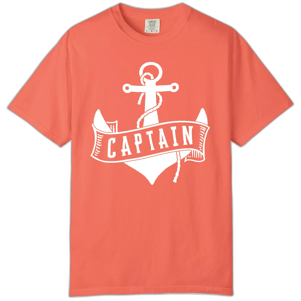 Captain Anchor Nautical Badge Comfort Color in Bright Salmon