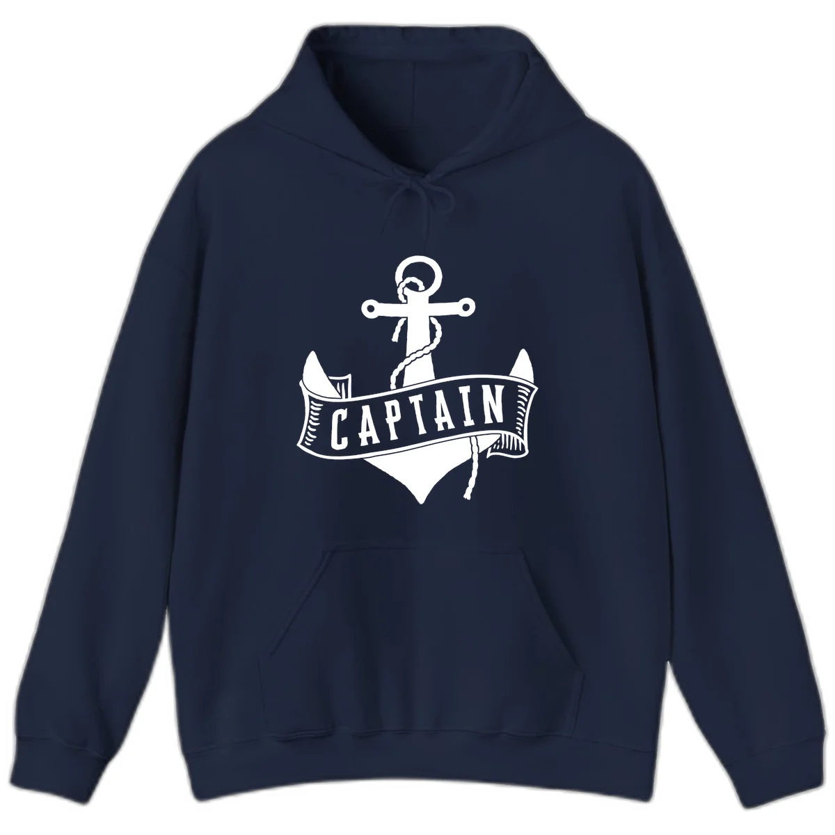 Captain Anchor Nautical Badge Hoodie in Navy