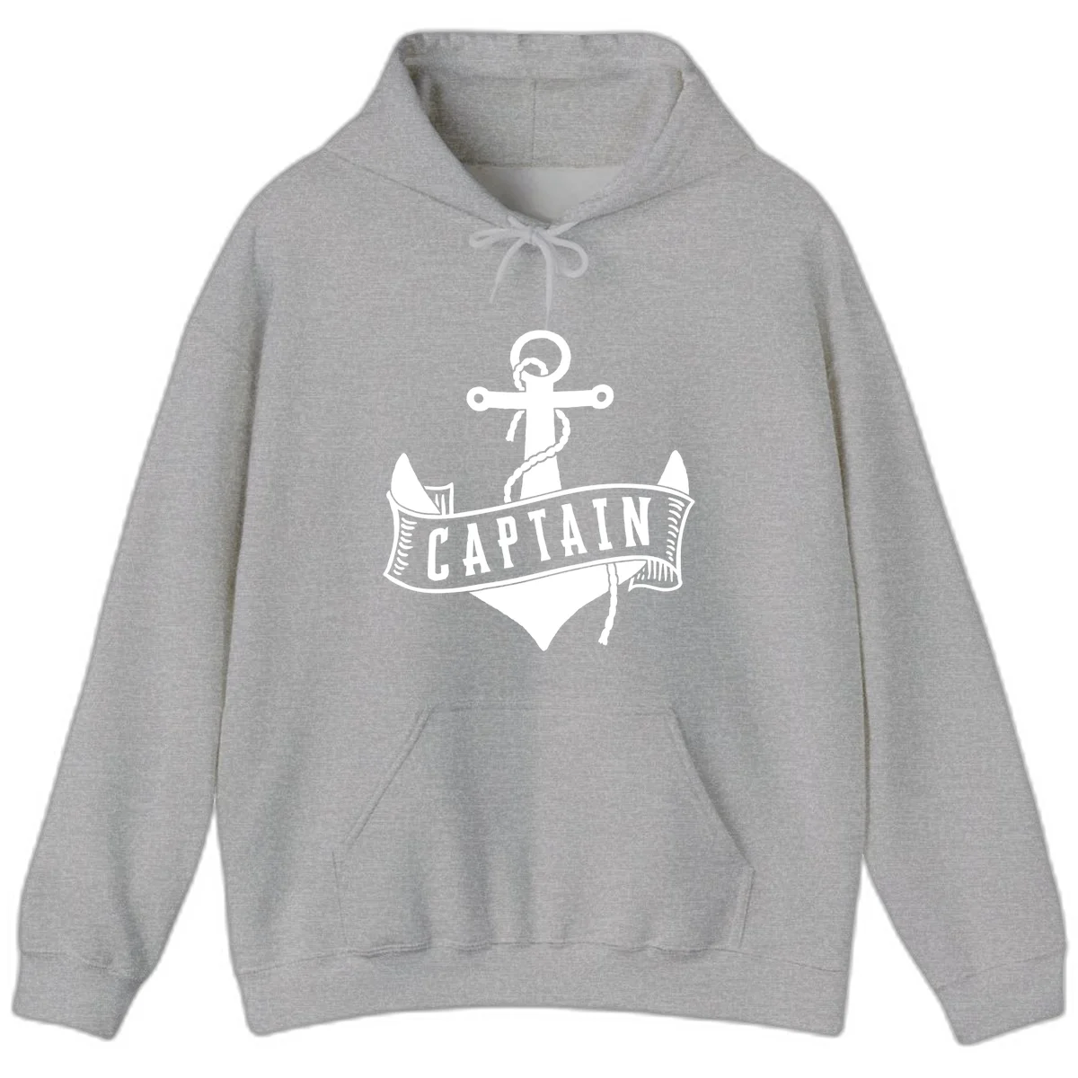 Captain Anchor Nautical Badge Hoodie in Sport Grey