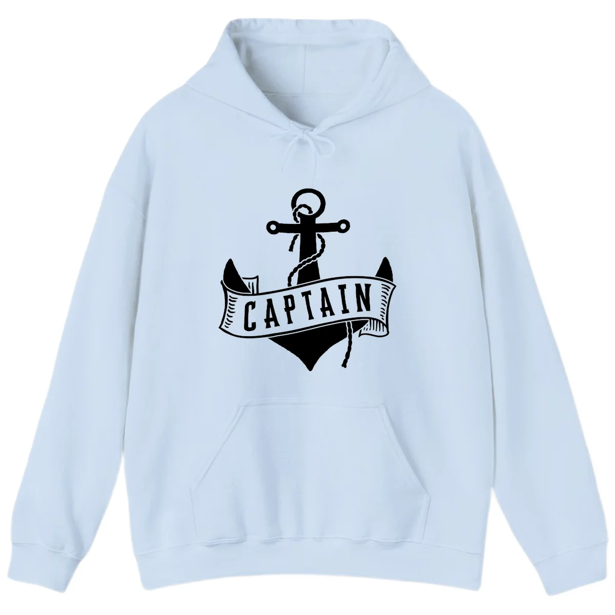 Captain Anchor Nautical Badge Hoodie in Light Blue