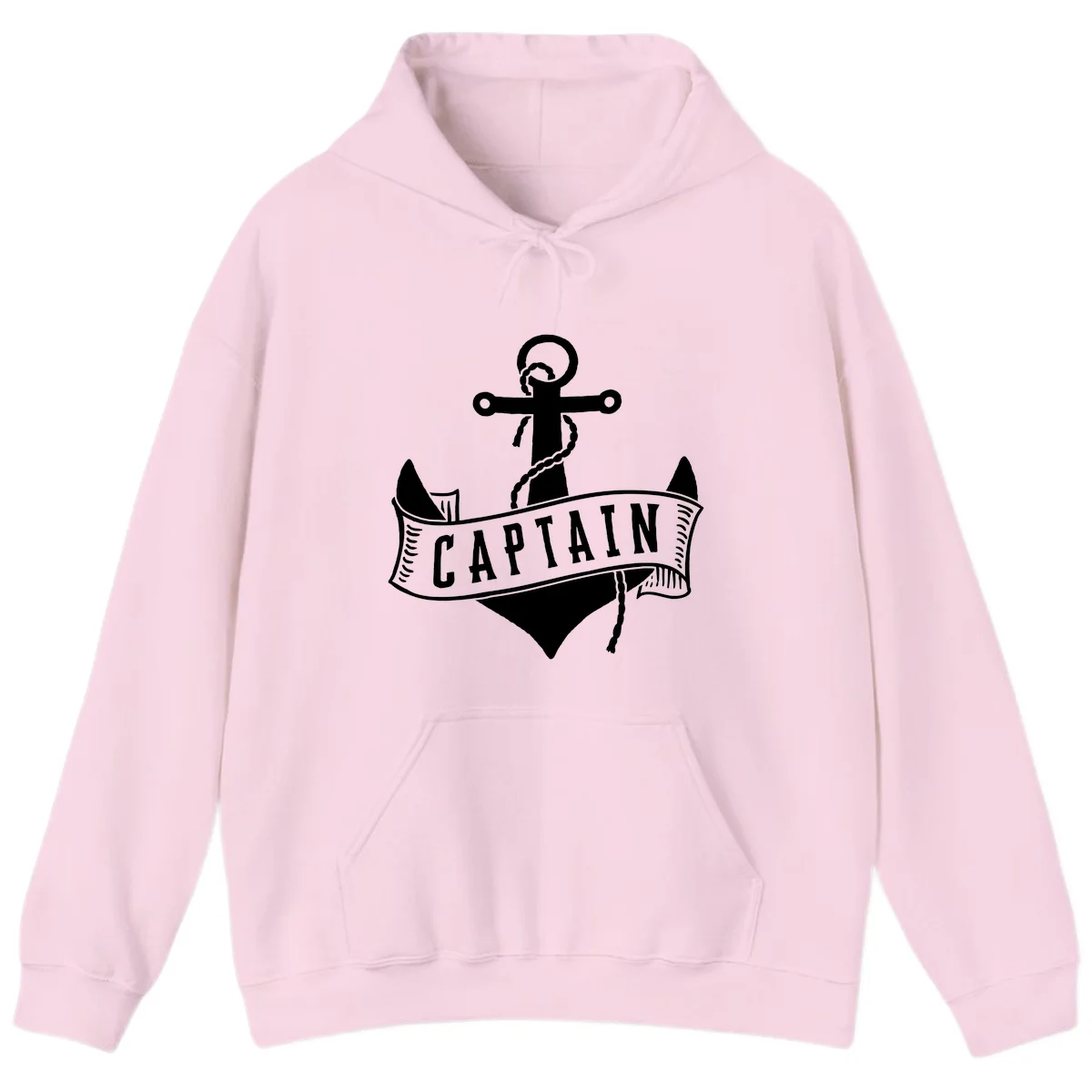 Captain Anchor Nautical Badge Hoodie in Light Pink