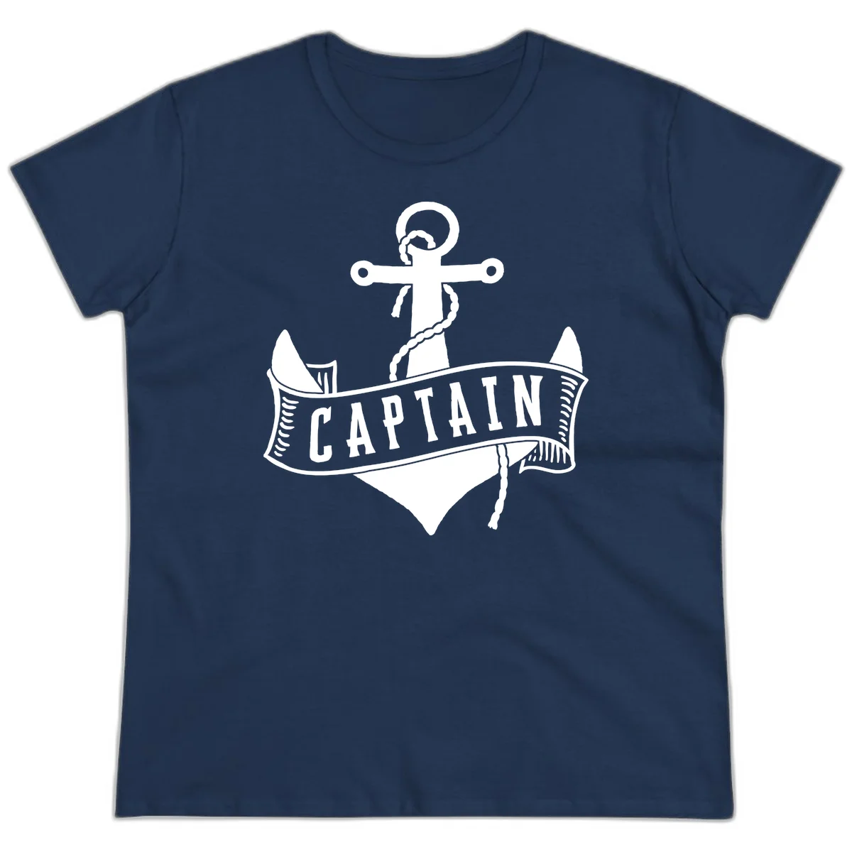 Captain Anchor Nautical Badge Ladies Tee in Navy