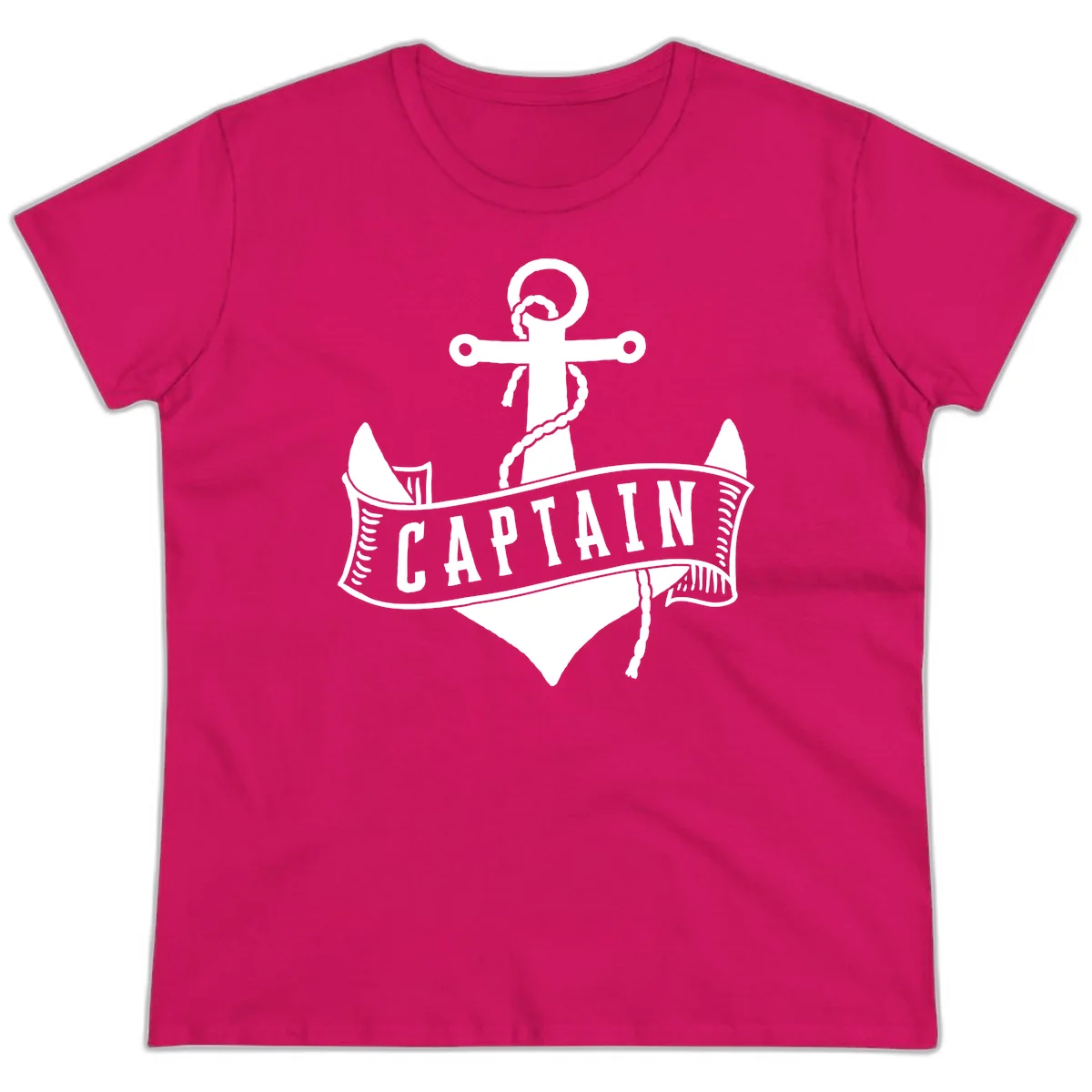 Captain Anchor Nautical Badge Ladies Tee in Heliconia