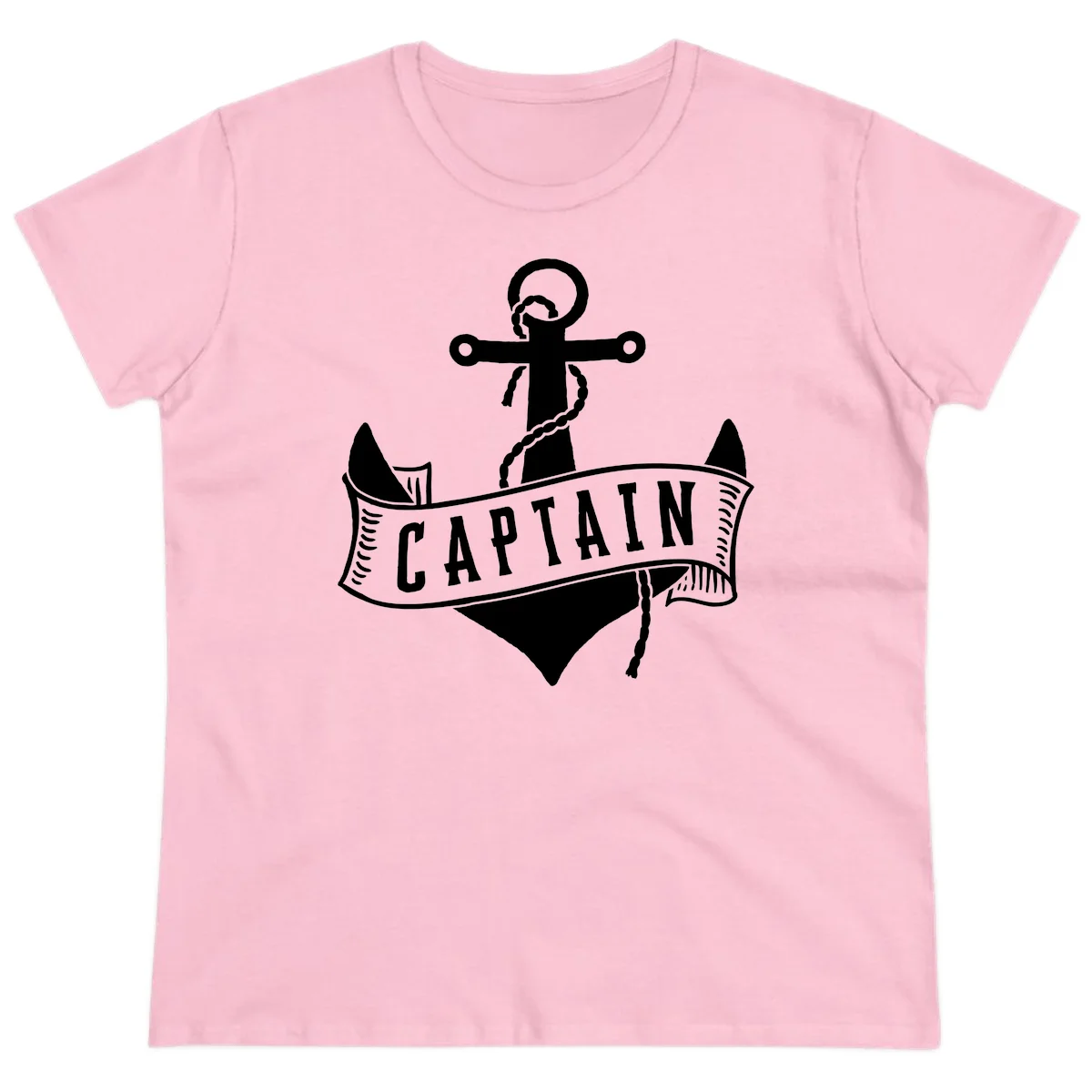 Captain Anchor Nautical Badge Ladies Tee in Light Pink
