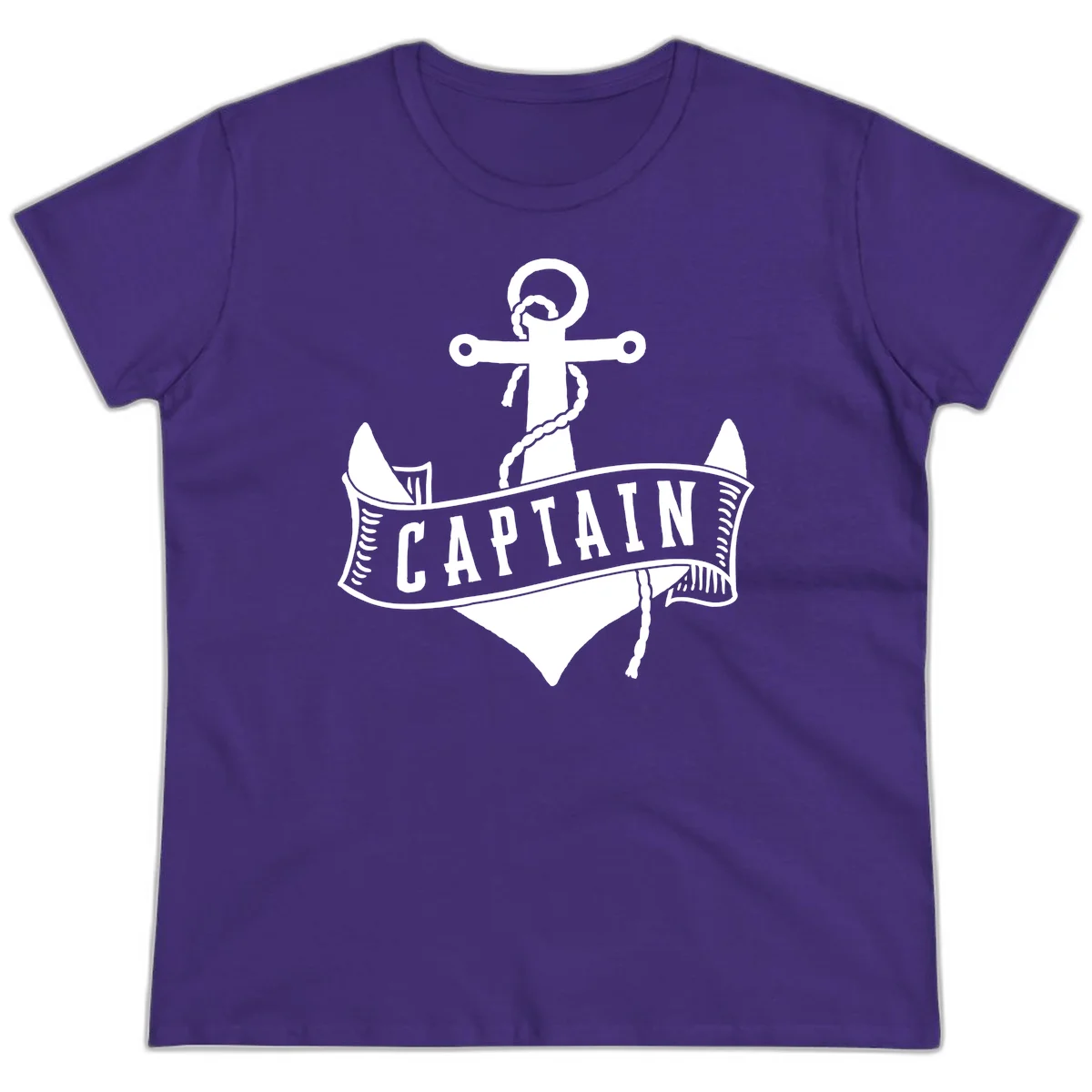 Captain Anchor Nautical Badge Ladies Tee in Purple