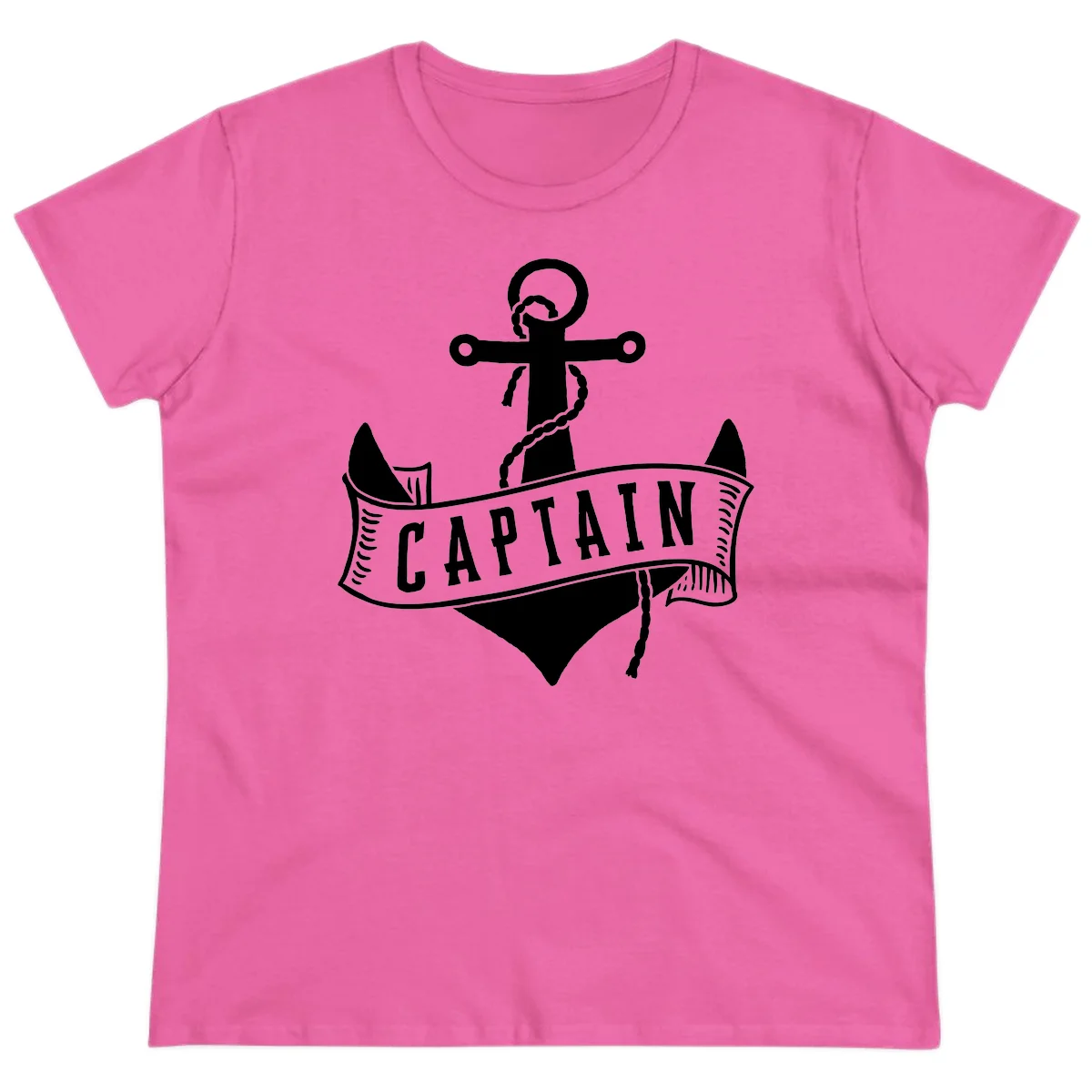 Captain Anchor Nautical Badge Ladies Tee in Azalea