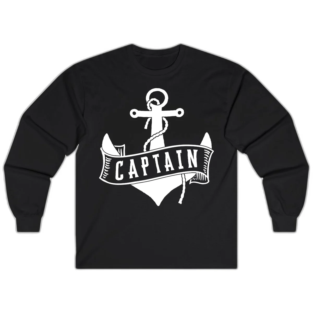 Captain Anchor Nautical Badge Long Sleeve in Black