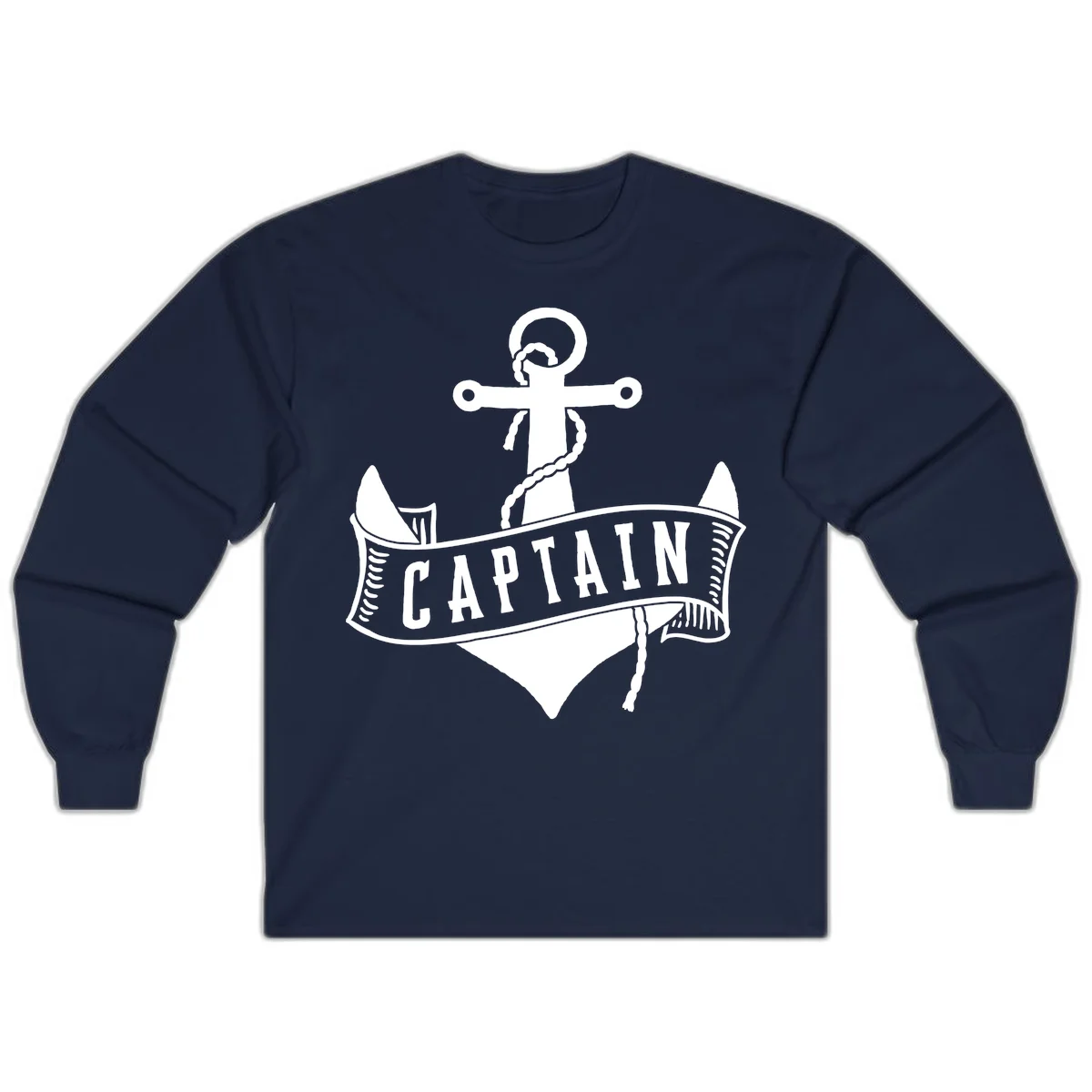 Captain Anchor Nautical Badge Long Sleeve in Navy
